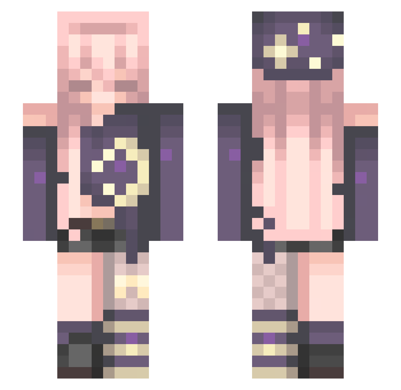 Elexie Minecraft skin, front and back view