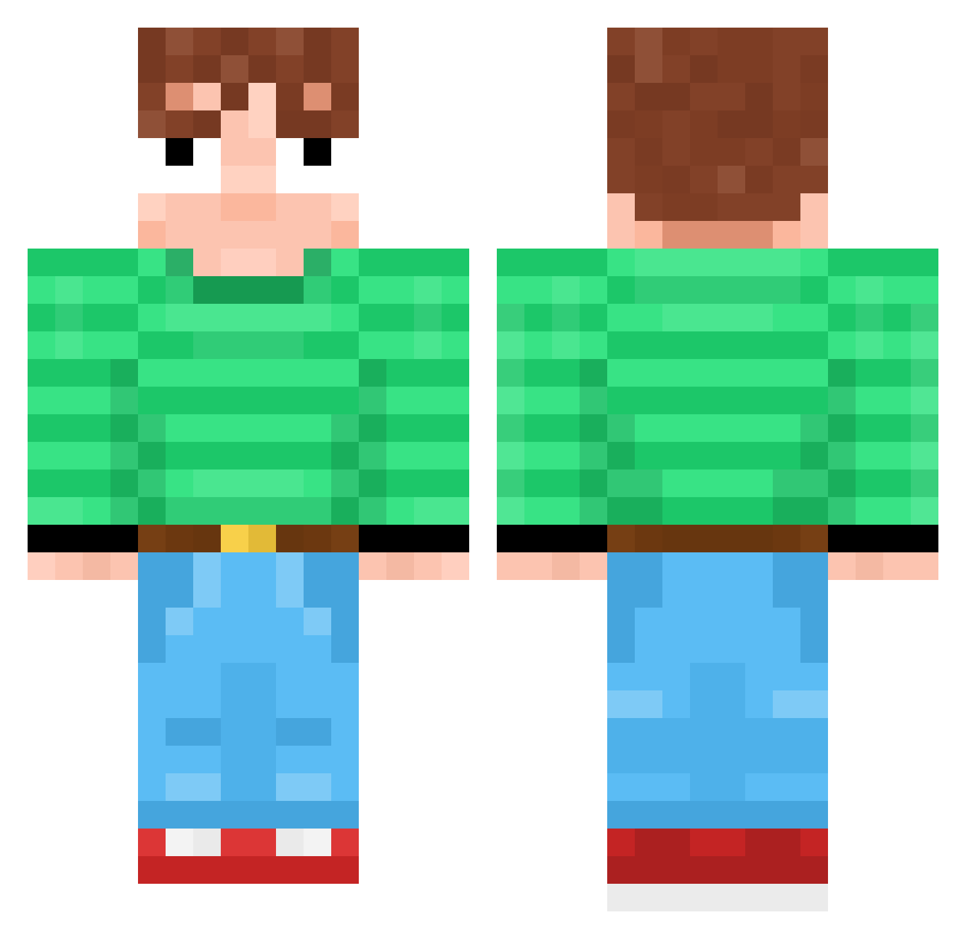 Applesuckle Minecraft skin, front and back view