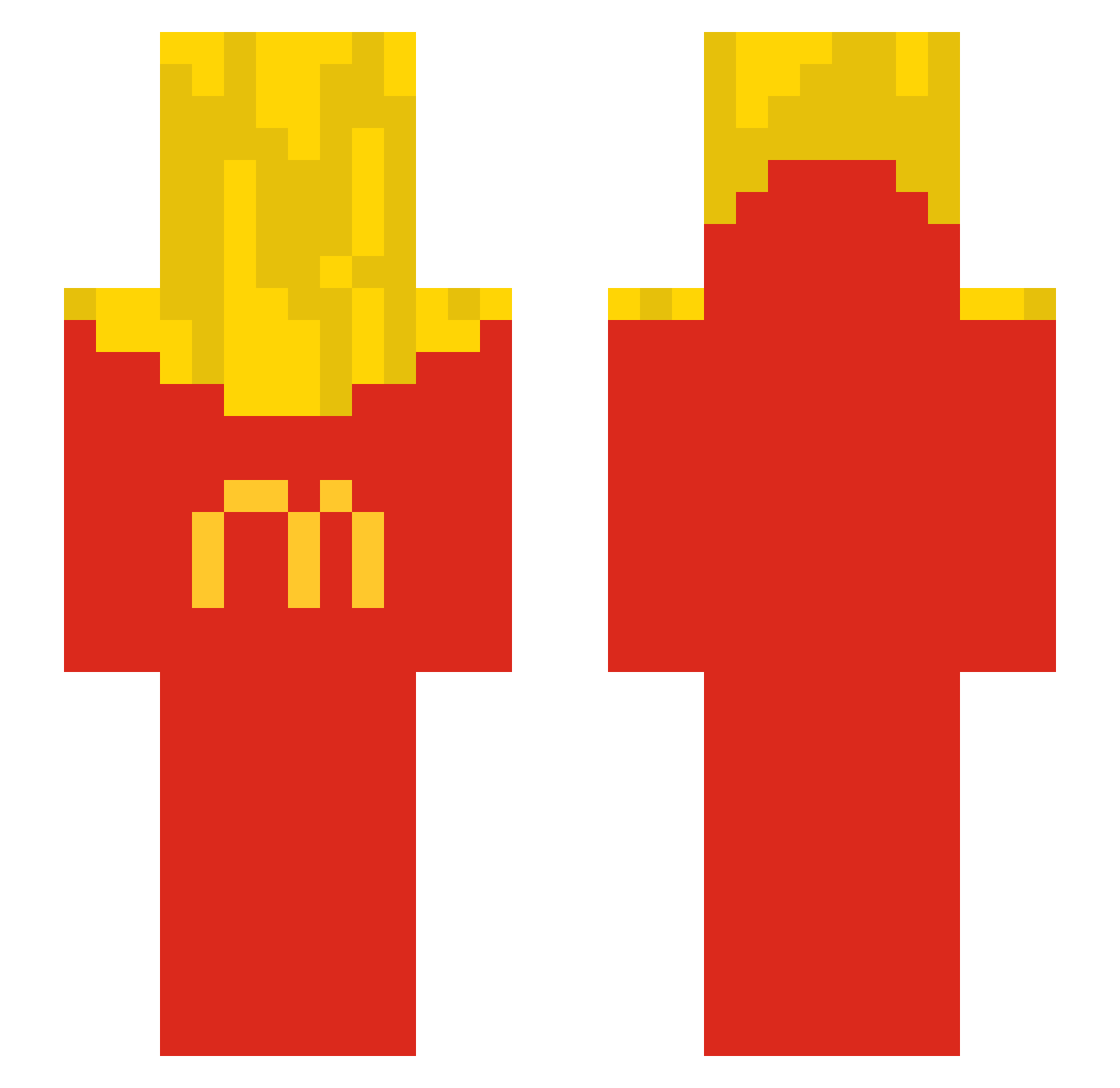 MacenDonalds Minecraft skin, front and back view