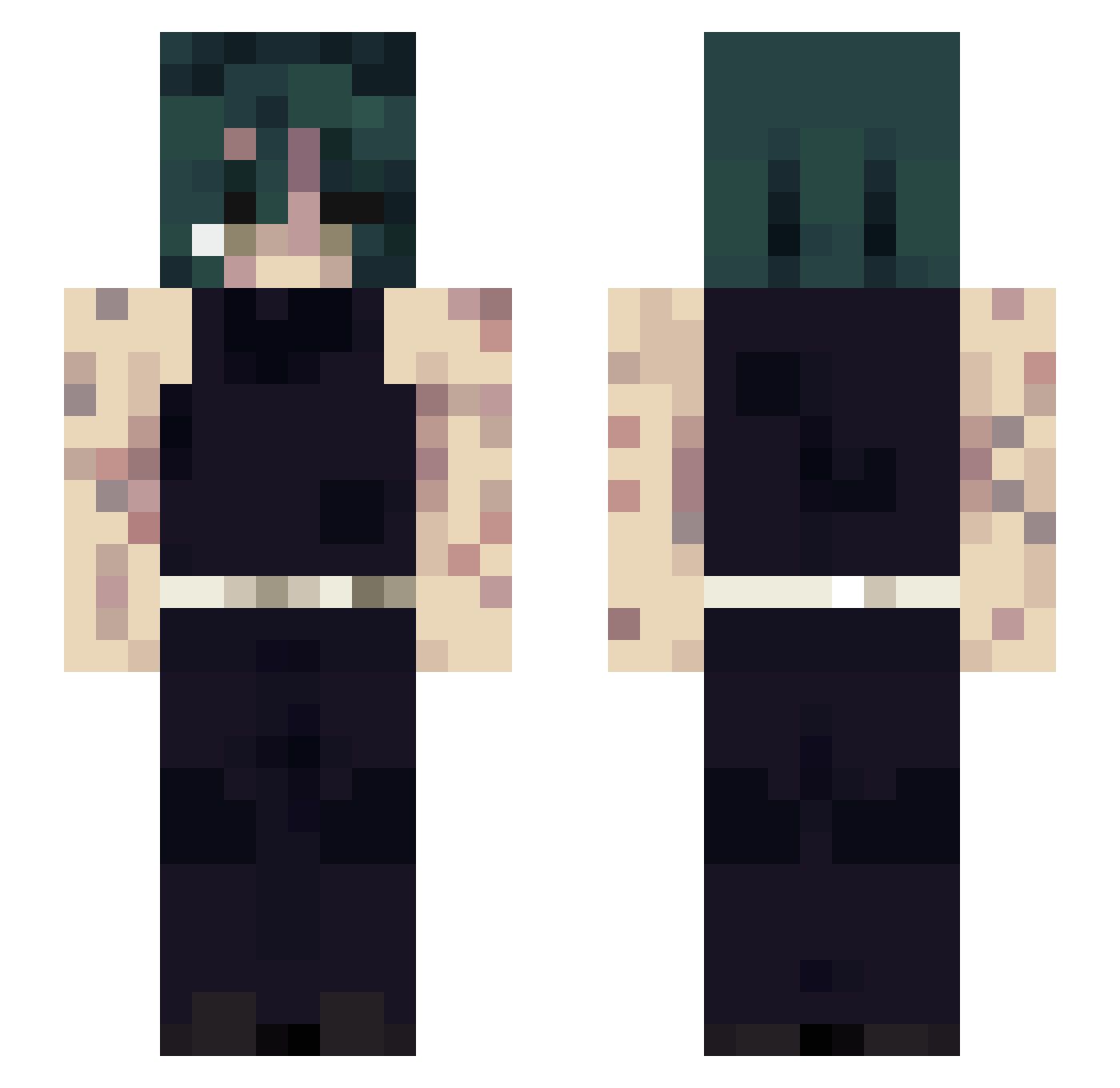 PvpWarsHeadMod Minecraft skin, front and back view