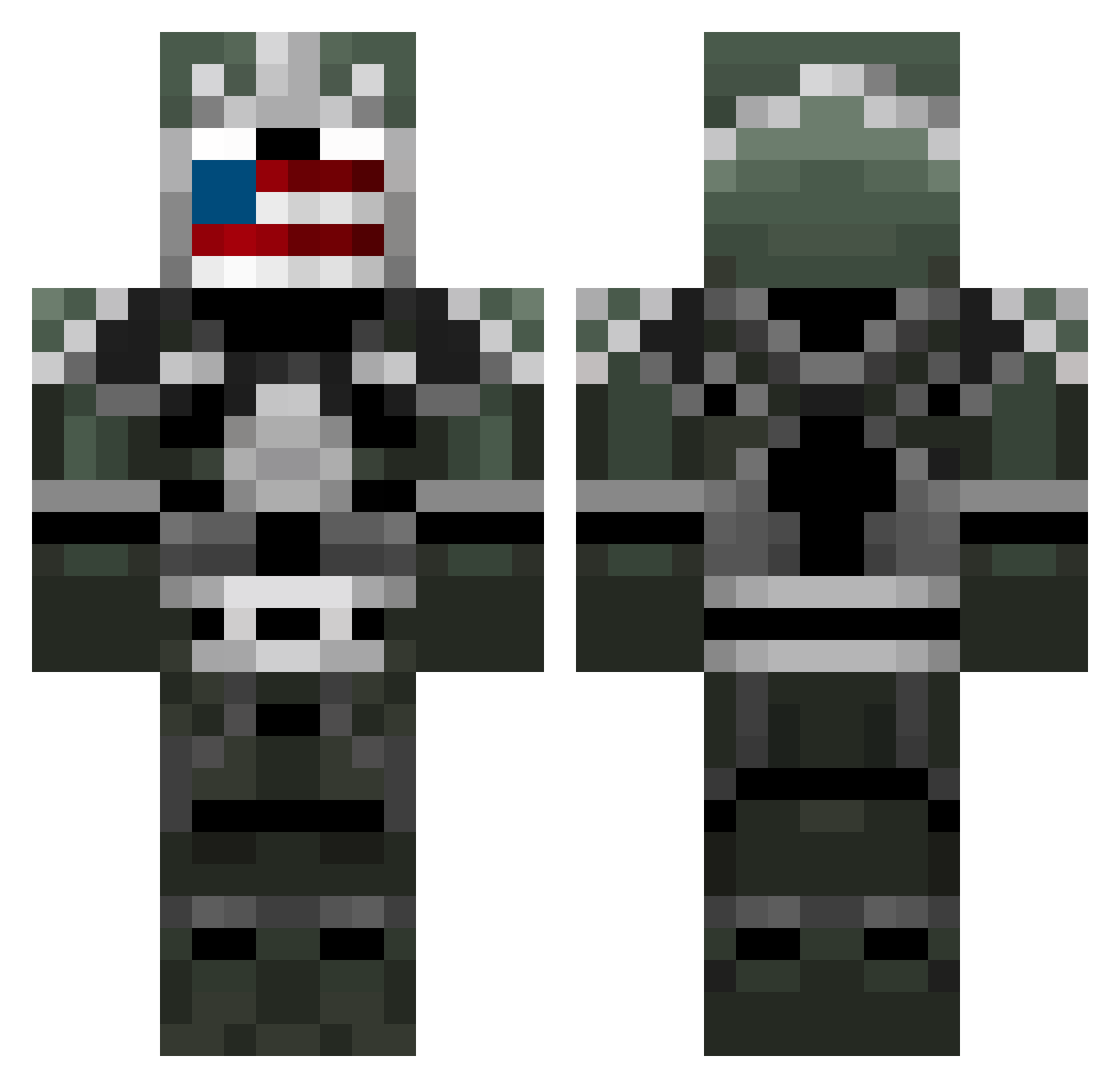 PD0S Minecraft skin, front and back view