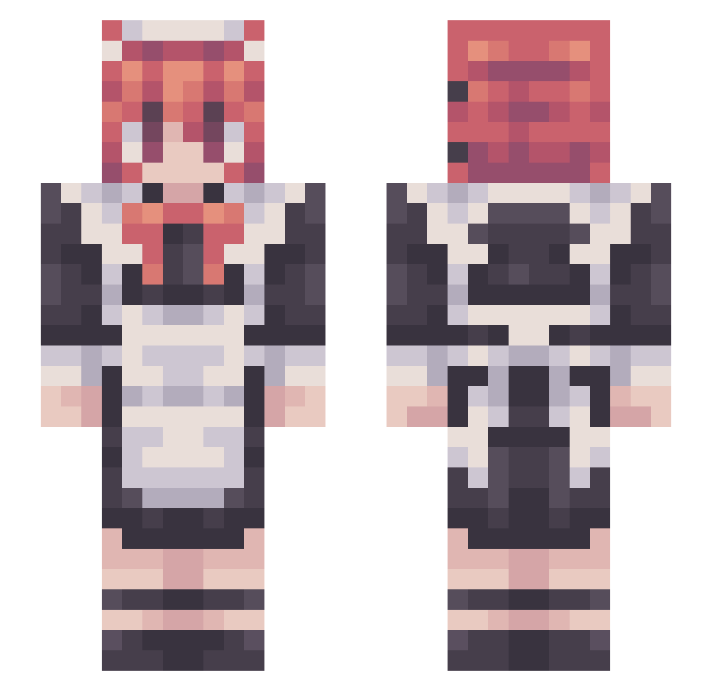 Zincing Minecraft skin, front and back view
