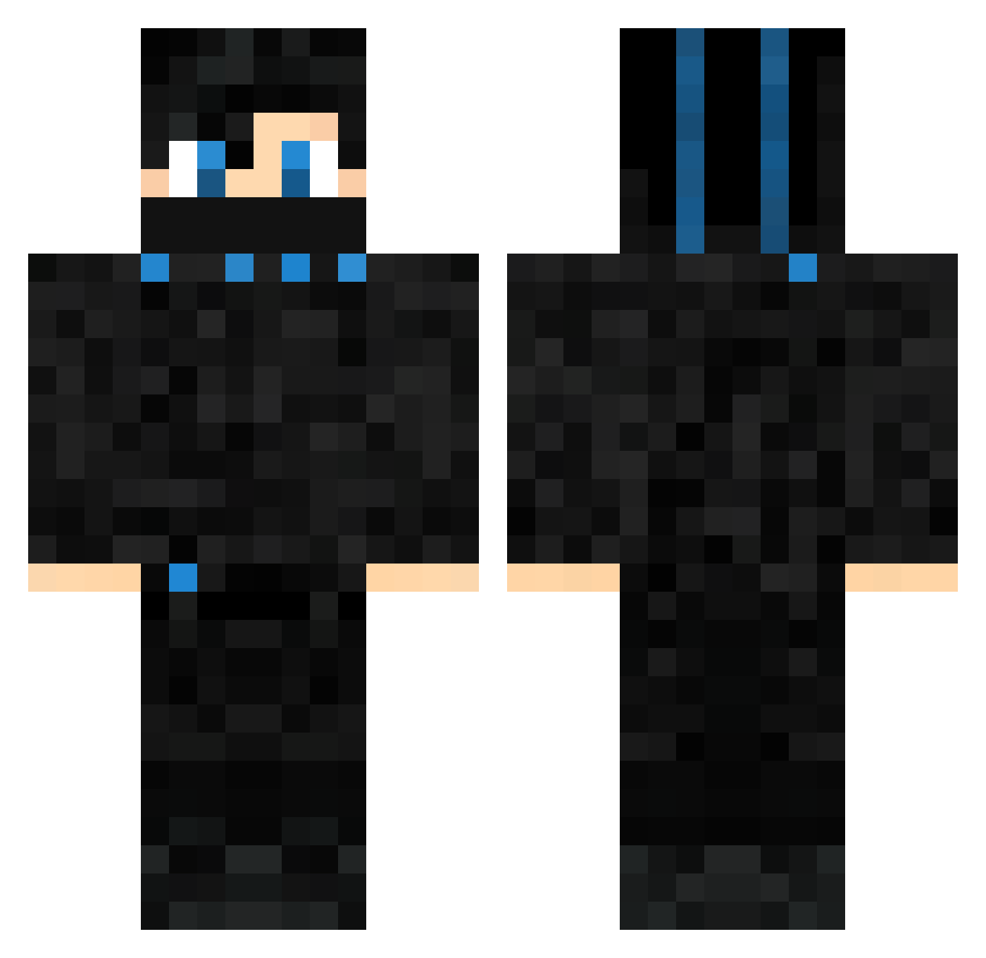 Udon945 Minecraft skin, front and back view