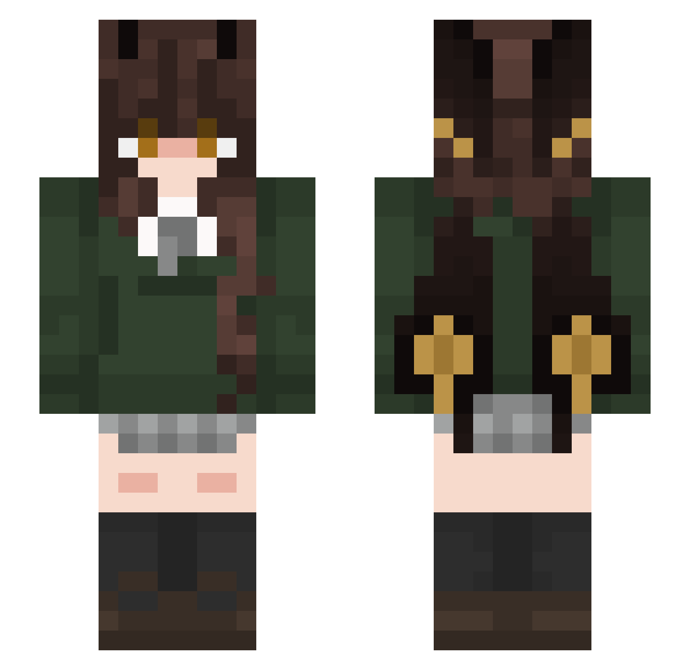 MKDHT Minecraft skin, front and back view