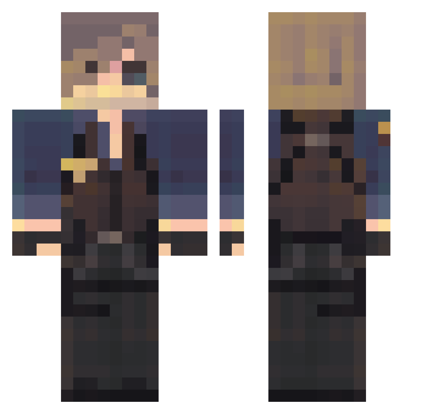 Jonael83GTB Minecraft skin, front and back view