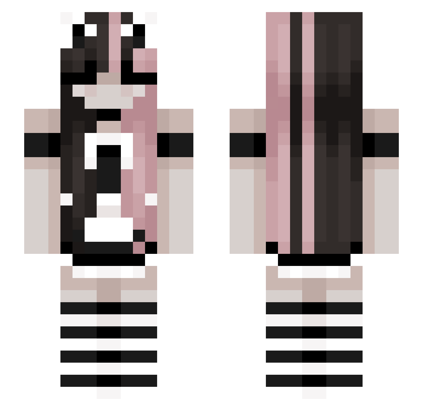 xTomie Minecraft skin, front and back view