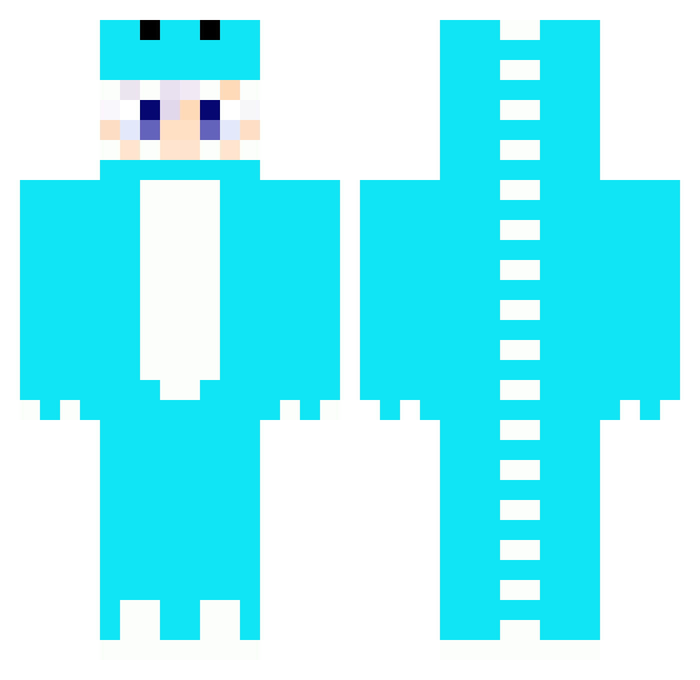 FetaV Minecraft skin, front and back view