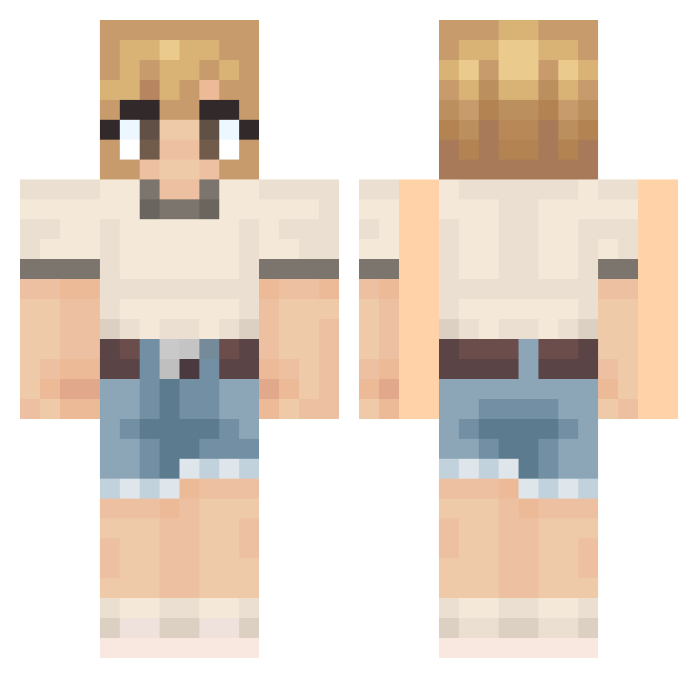undeeded Minecraft skin, front and back view