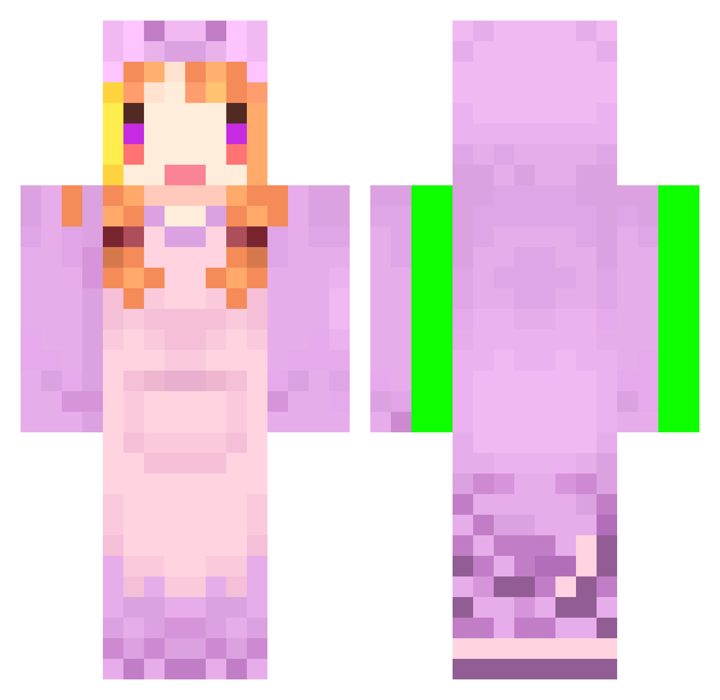 XLargeE Minecraft skin, front and back view