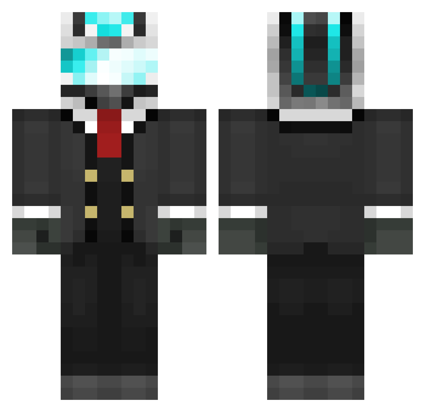 C3N50R3D Minecraft skin, front and back view