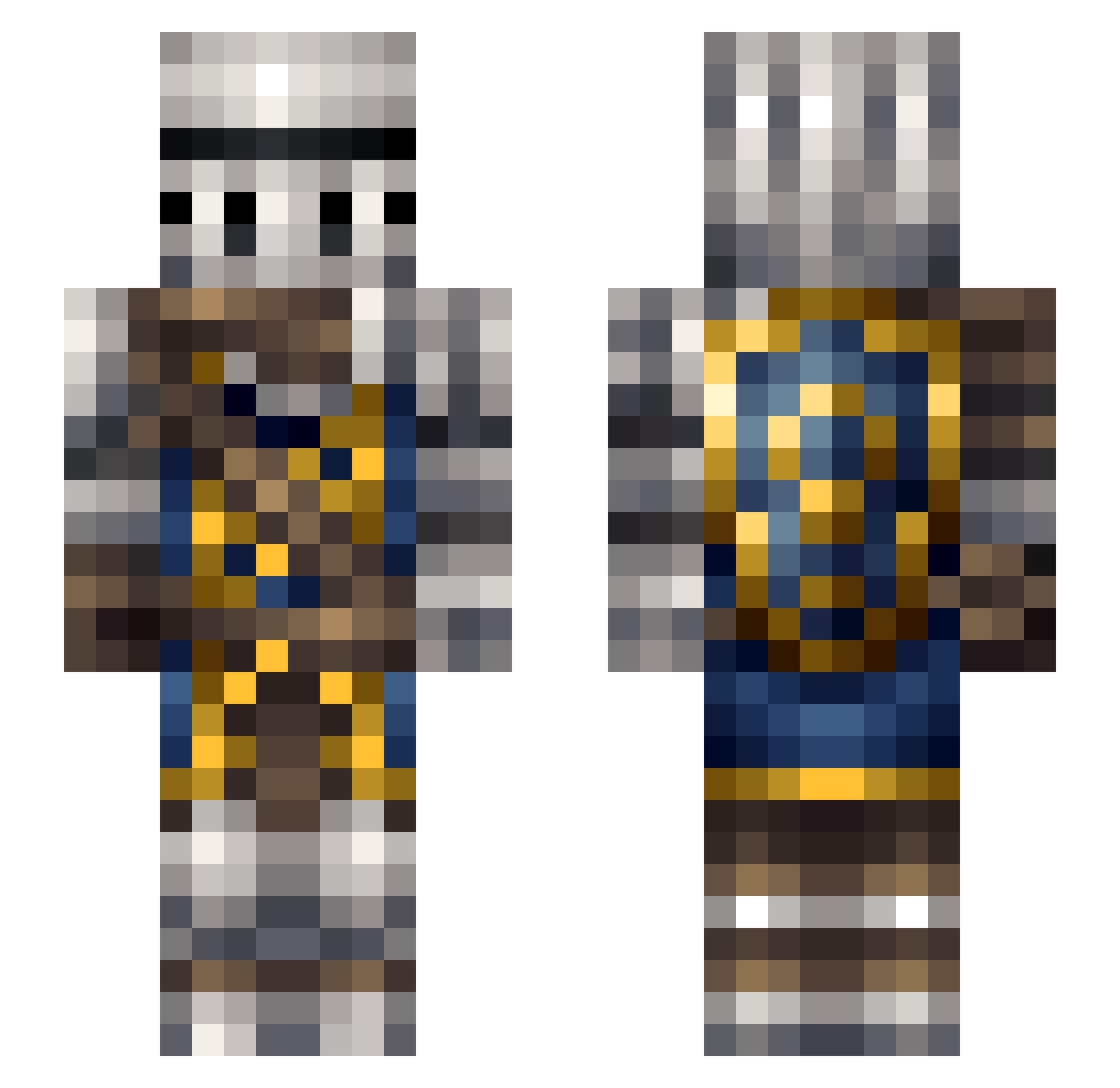 Vistra_ Minecraft skin, front and back view