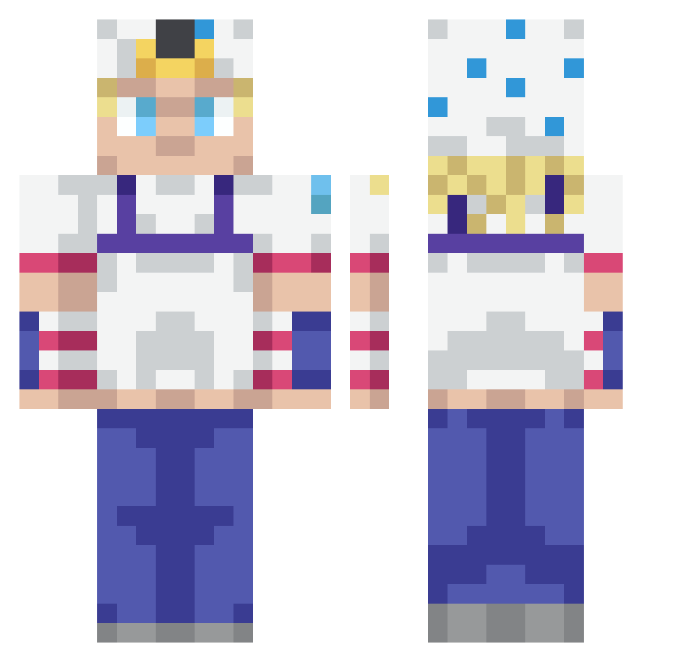 154h Minecraft skin, front and back view