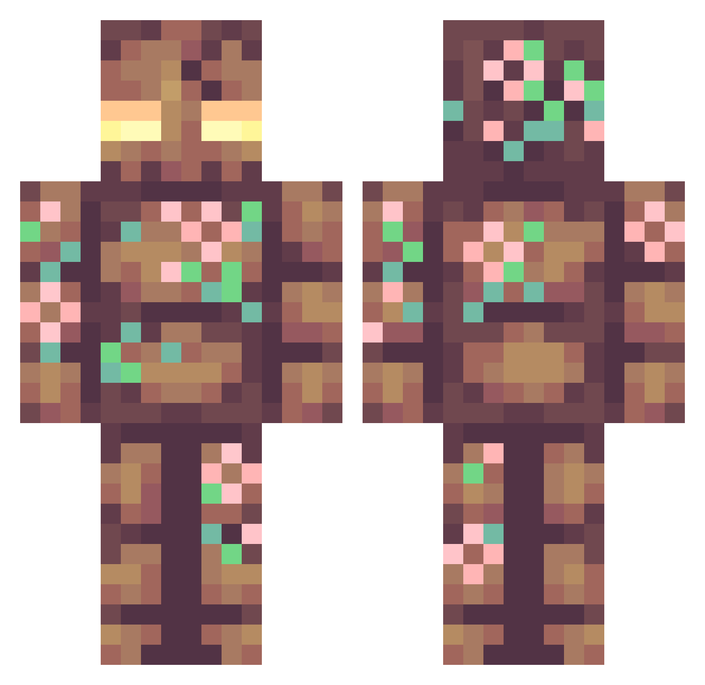 Nobler Minecraft skin, front and back view