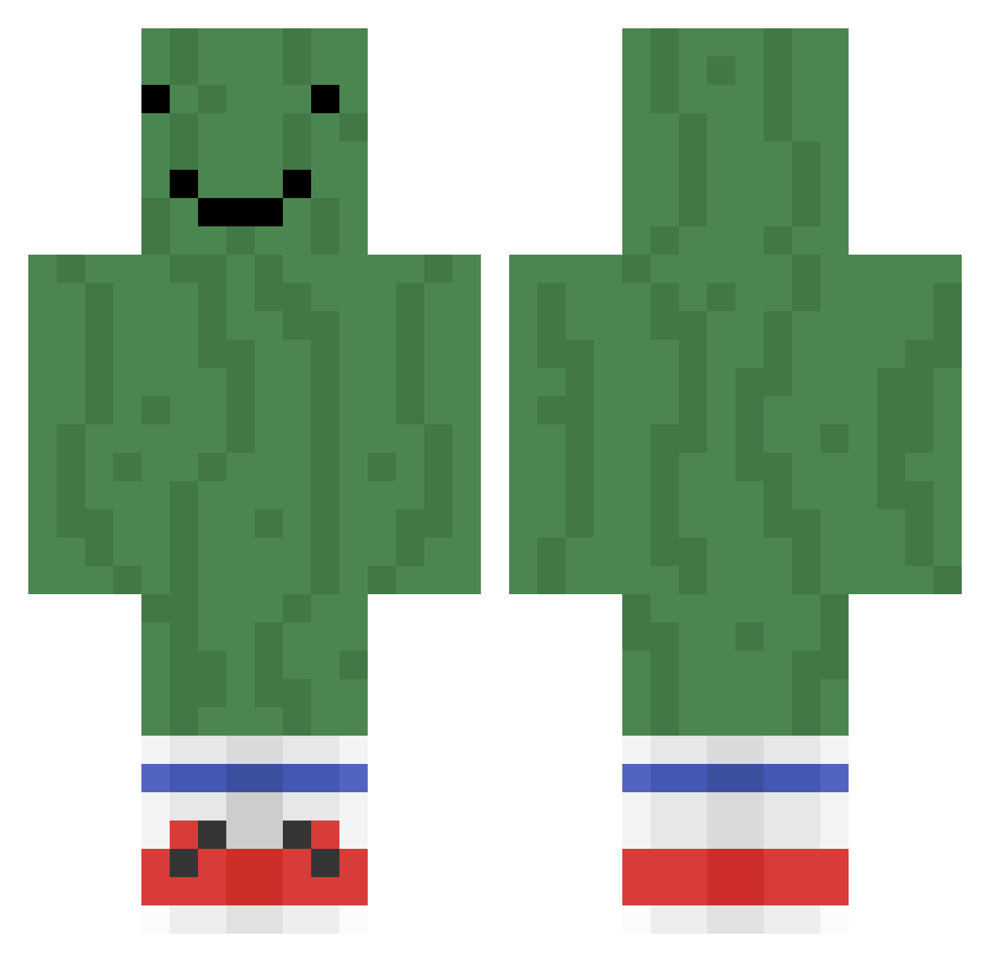 zucchiniking Minecraft skin, front and back view