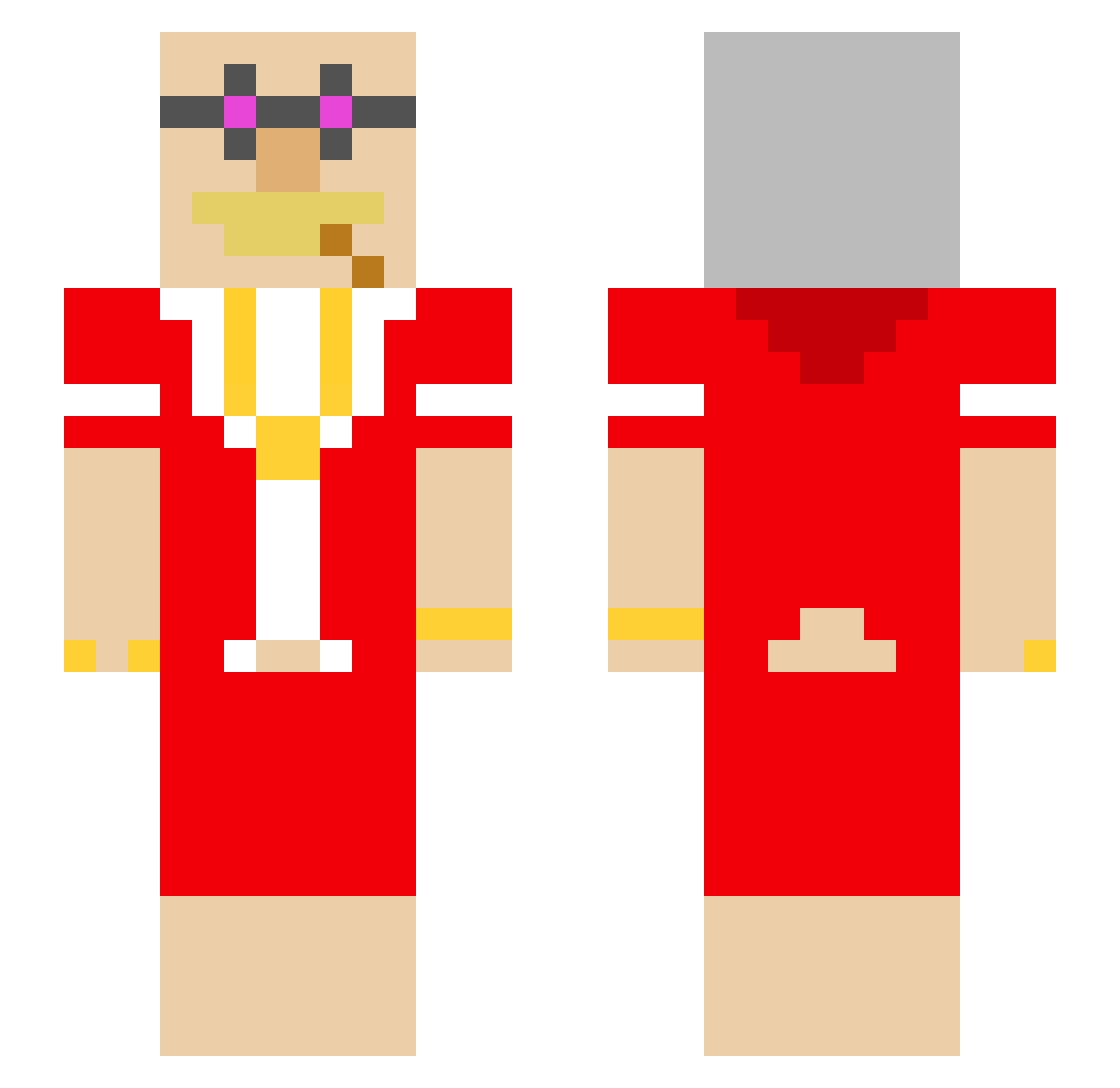 Bigbrad3rs Minecraft skin, front and back view