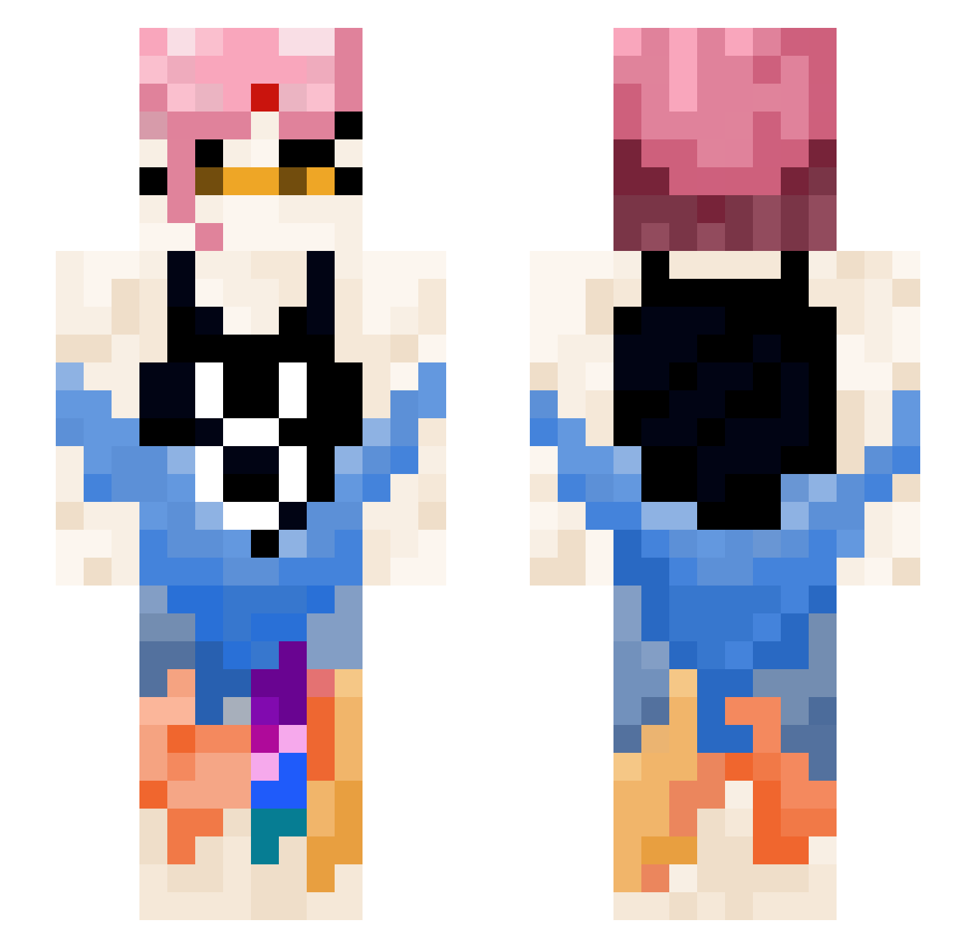 NoticeDenyo Minecraft skin, front and back view