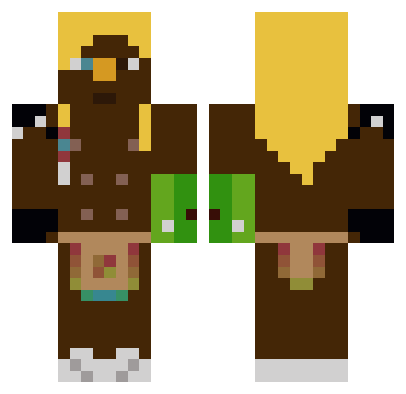 Recdrg Minecraft skin, front and back view