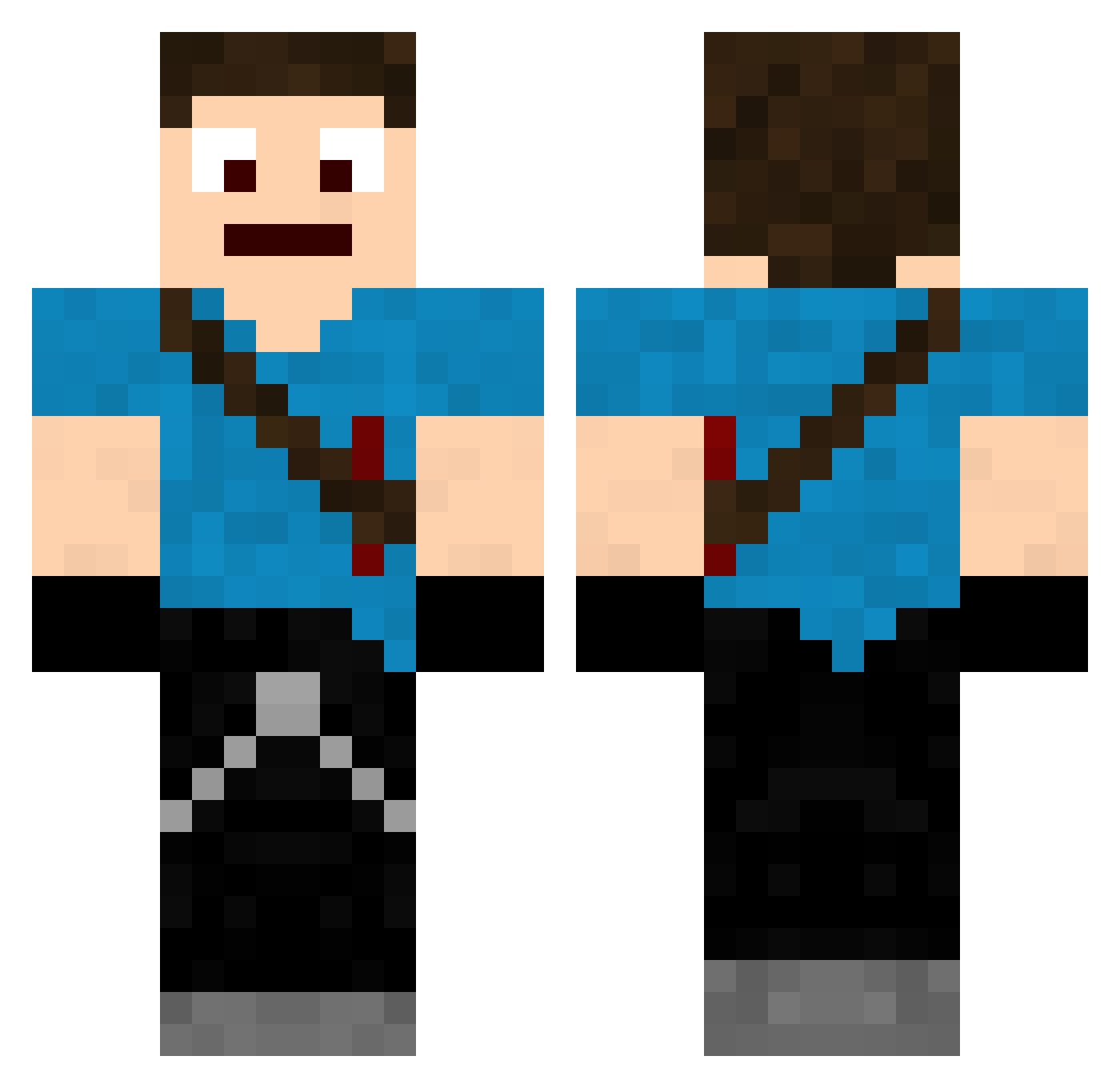 clockstand Minecraft skin, front and back view