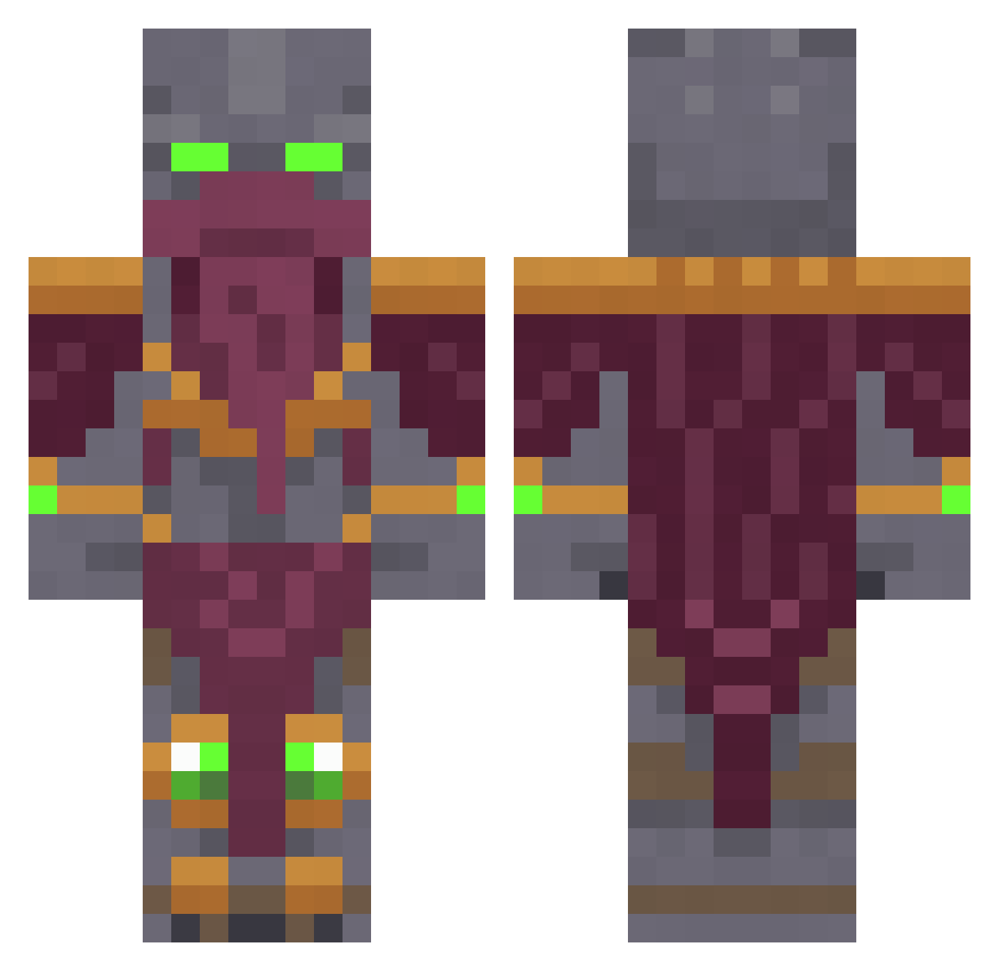 plurality Minecraft skin, front and back view