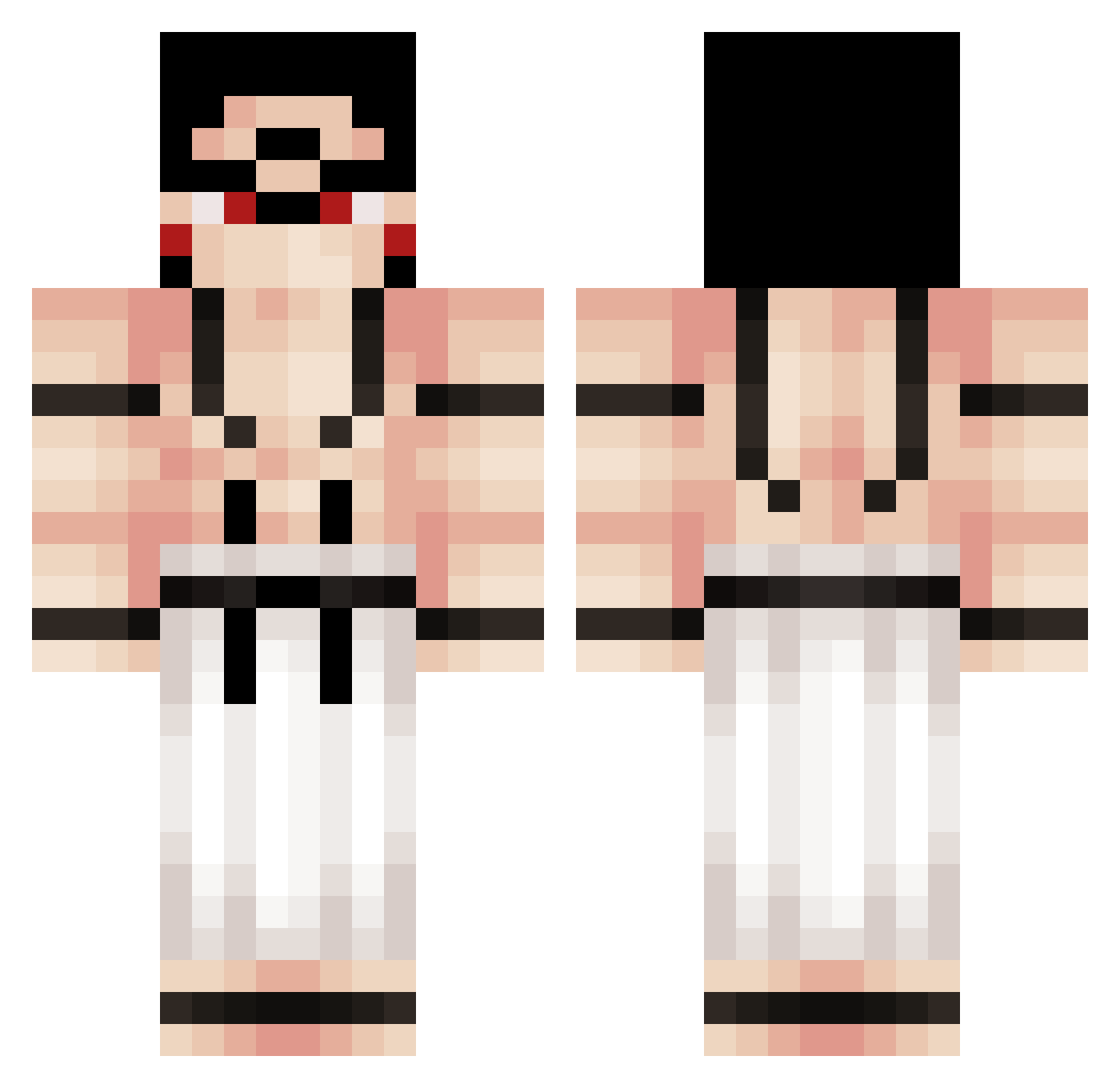 Brinquinho Minecraft skin, front and back view