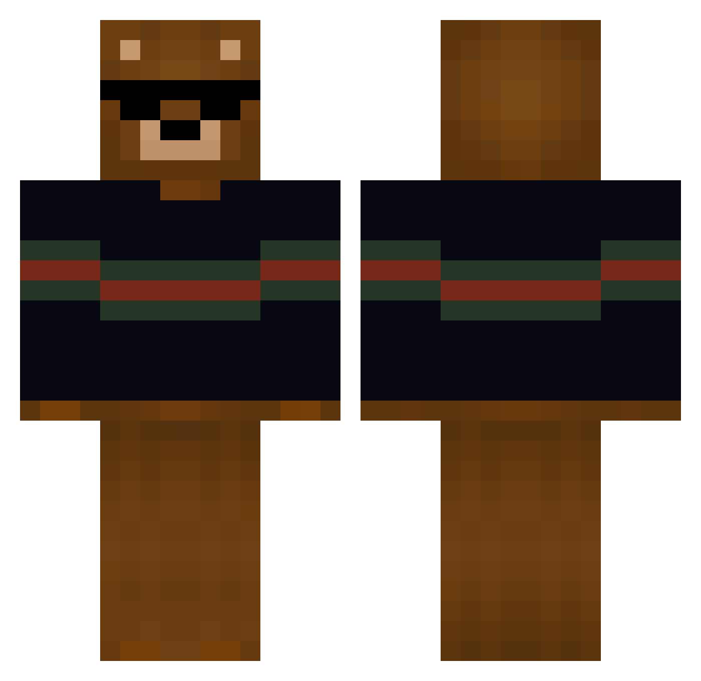 RvDust Minecraft skin, front and back view