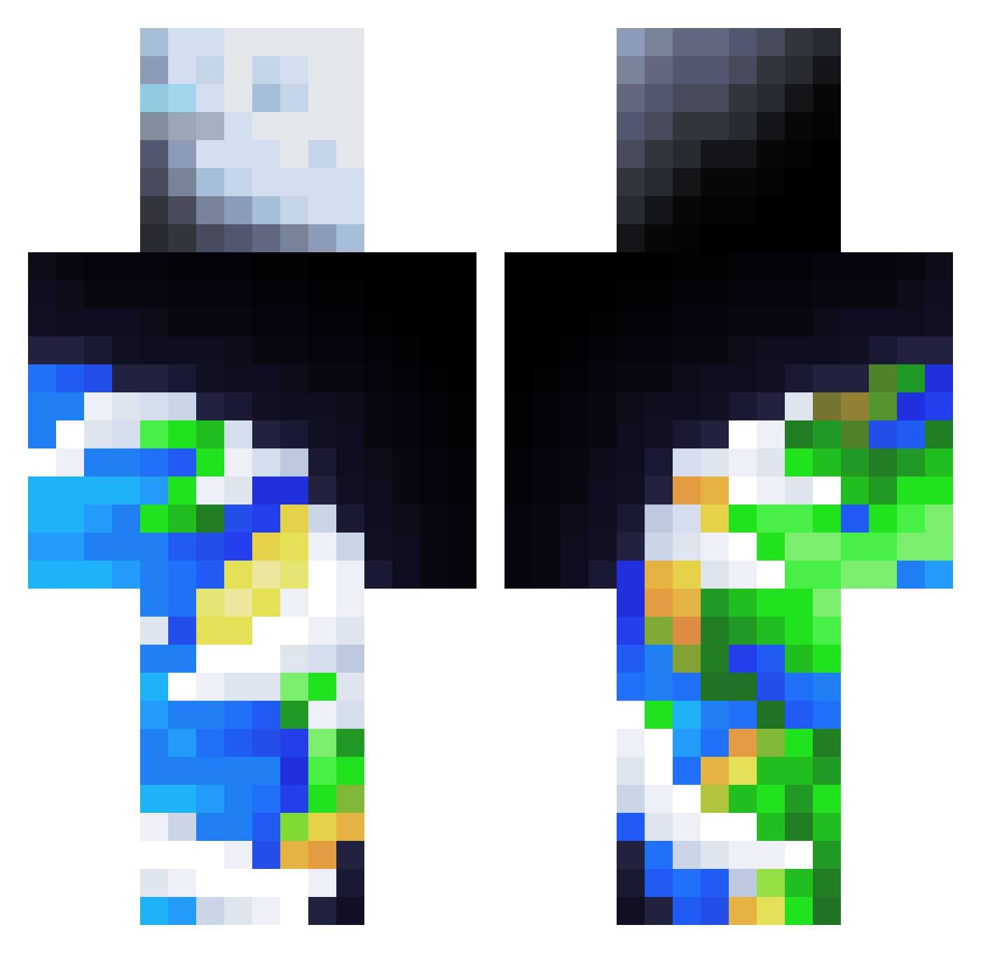 Novilune Minecraft skin, front and back view
