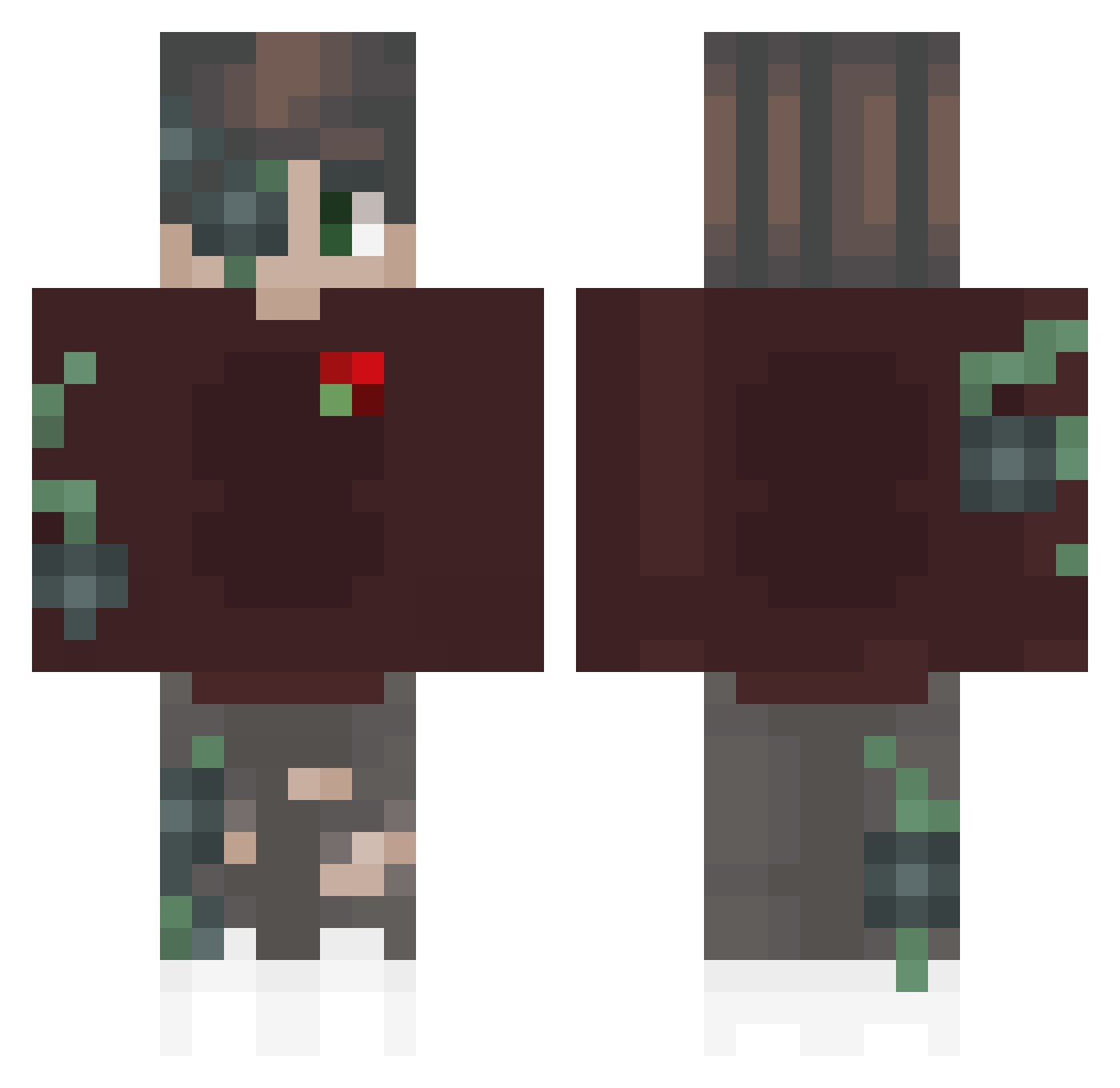 pelting Minecraft skin, front and back view
