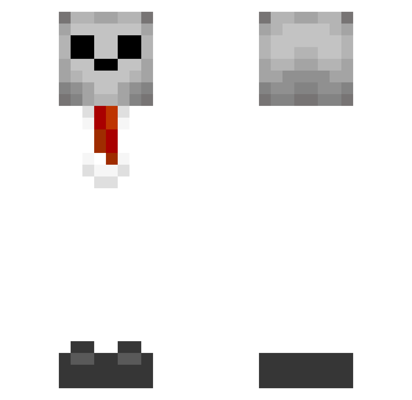 vSkeleton Minecraft skin, front and back view
