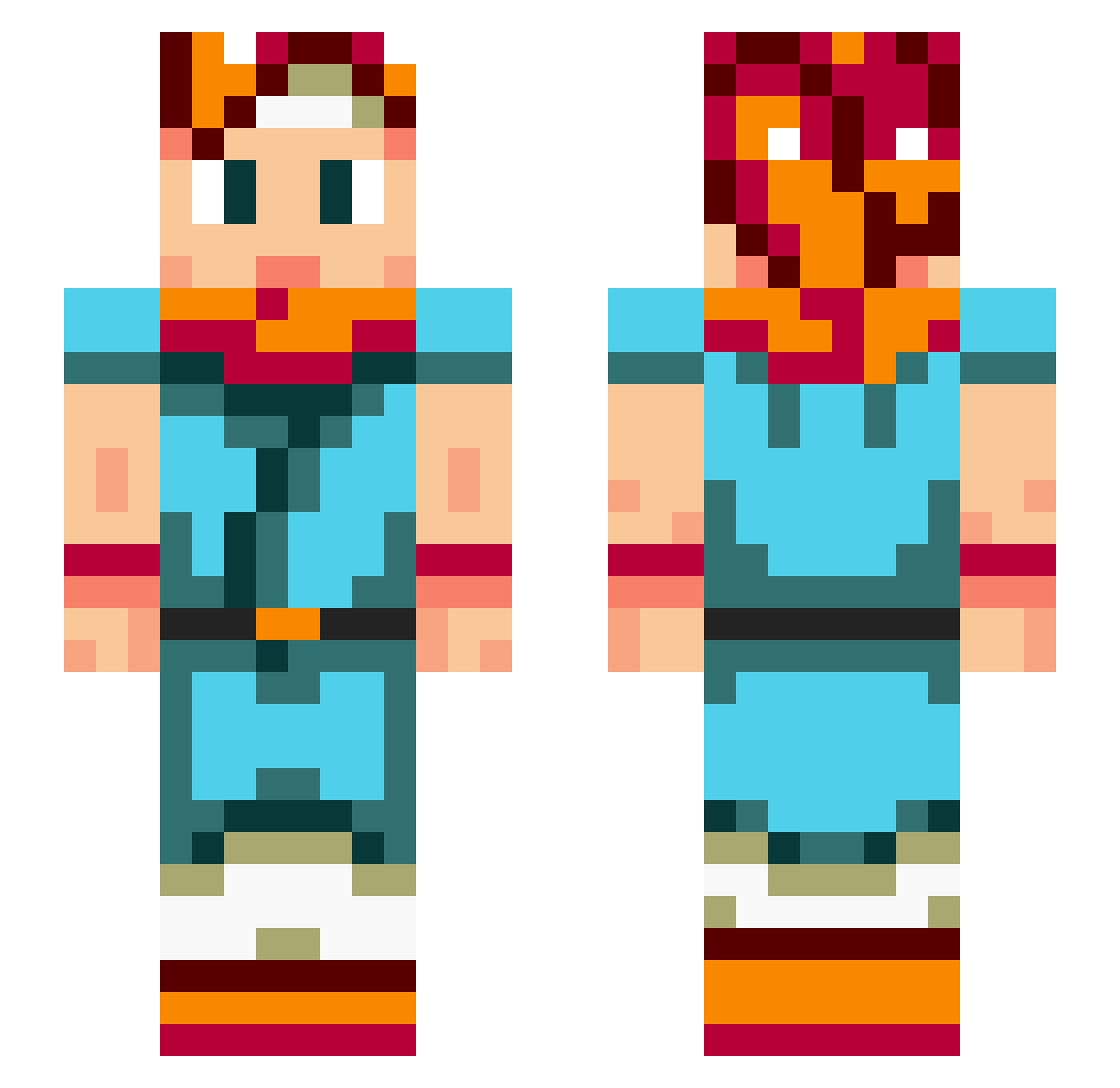 Reboot Minecraft skin, front and back view