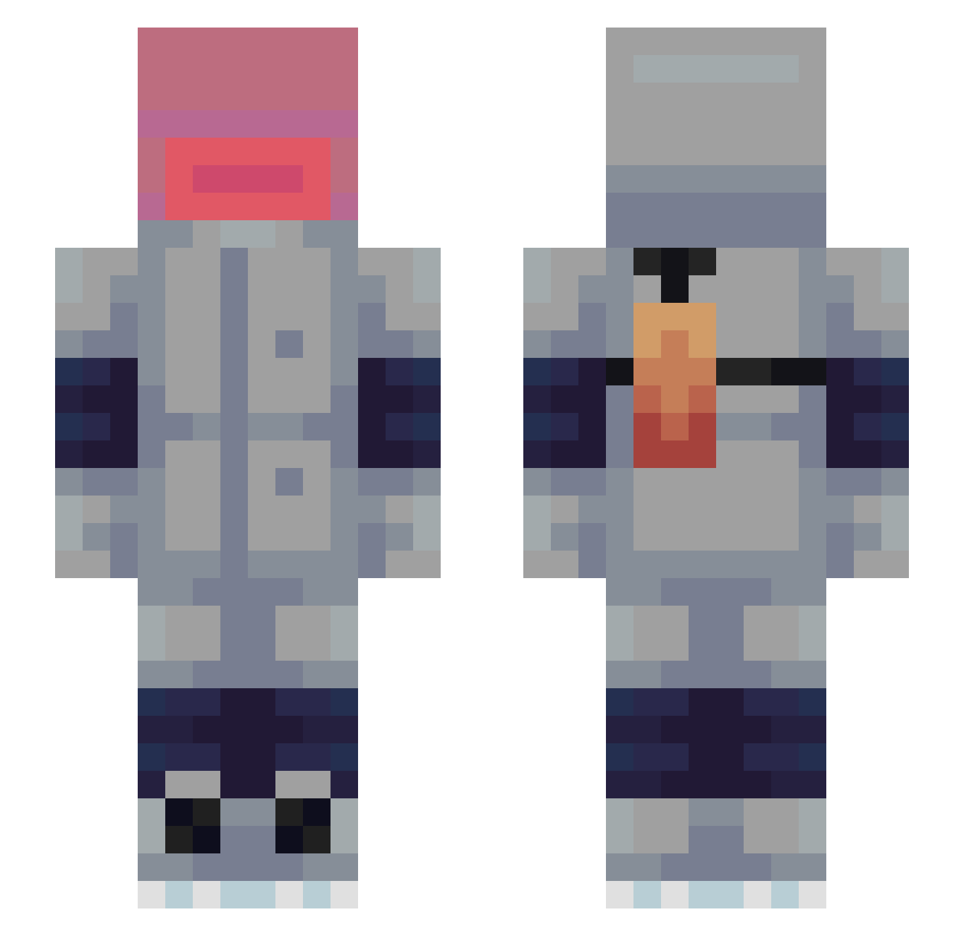 Velvitt Minecraft skin, front and back view