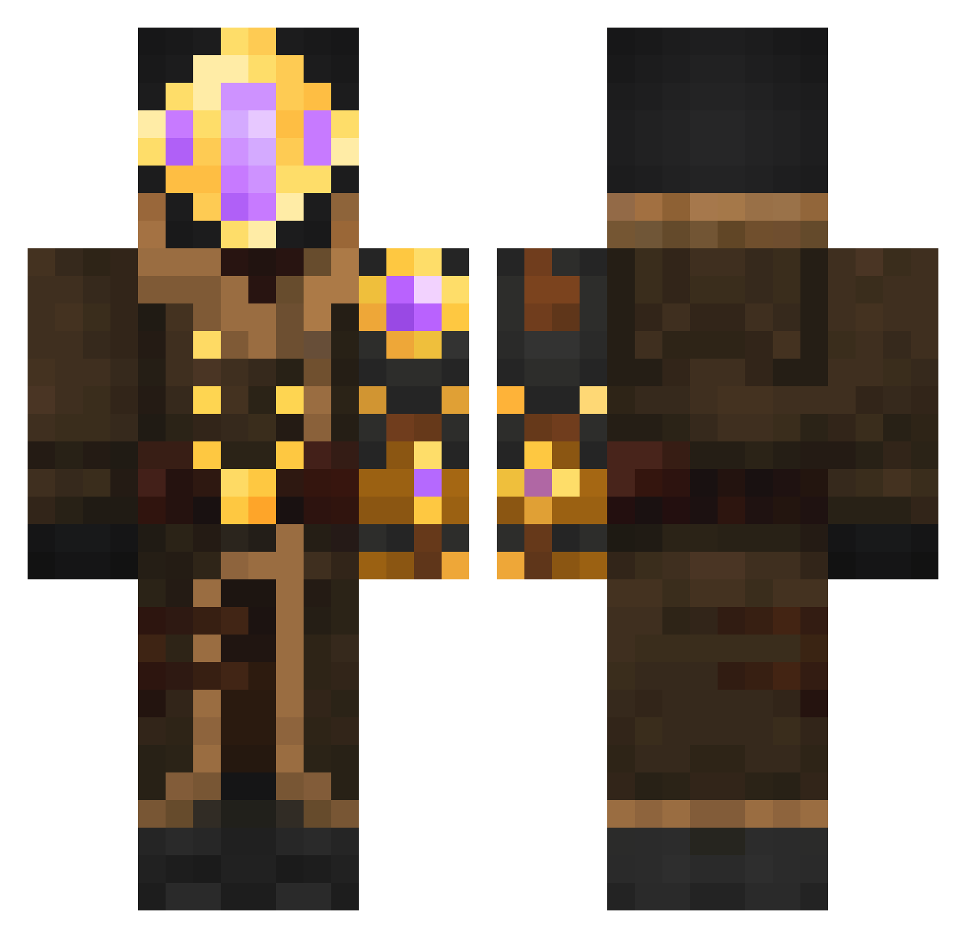 Gikiew Minecraft skin, front and back view