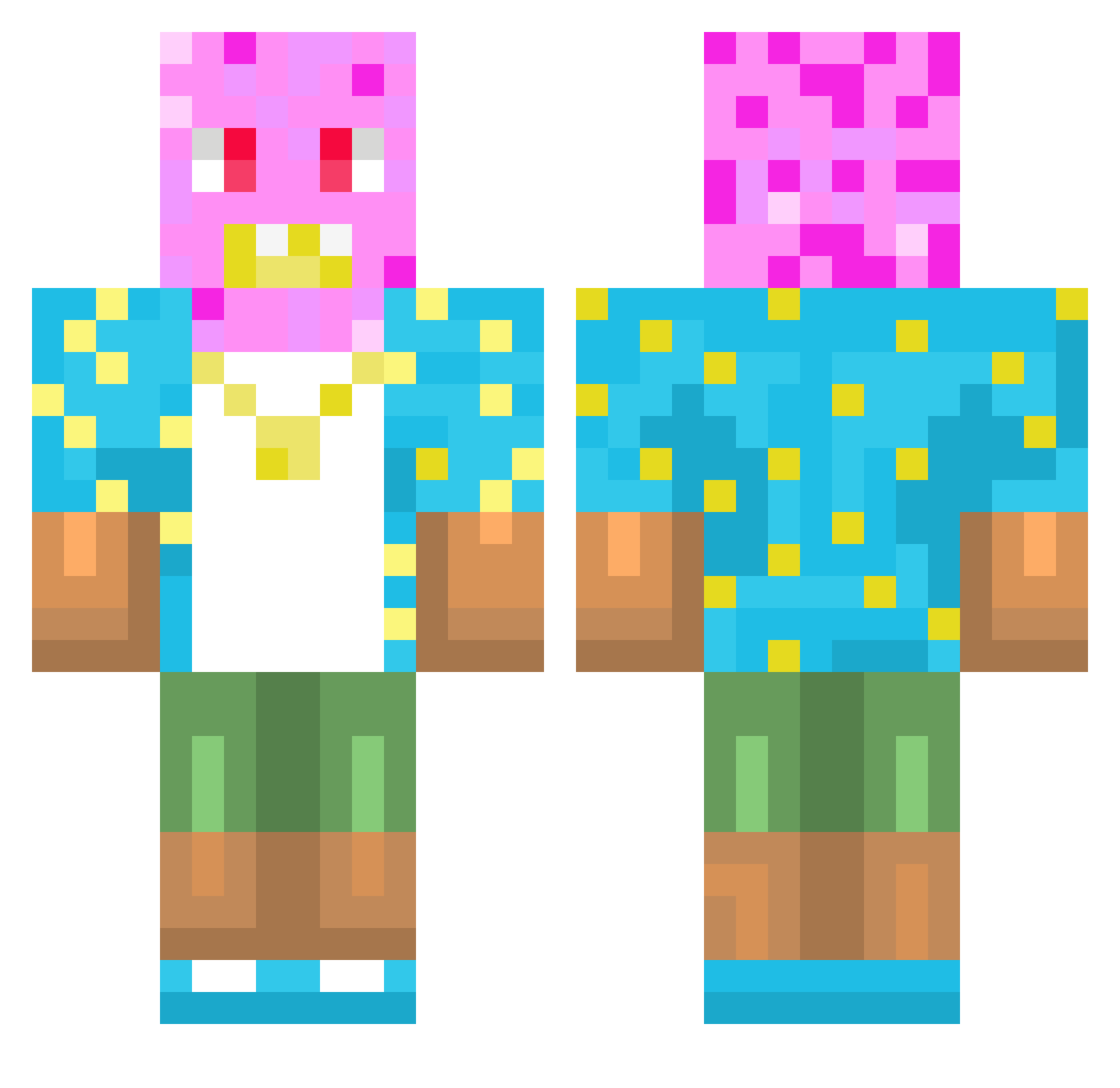 Delicious101 Minecraft skin, front and back view