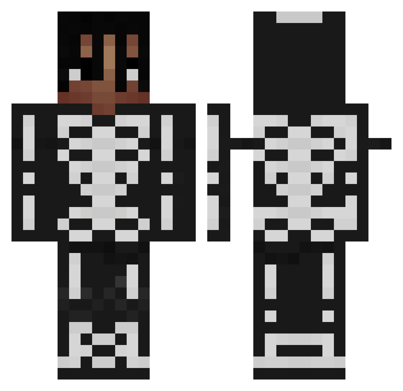 Xavos777 Minecraft skin, front and back view