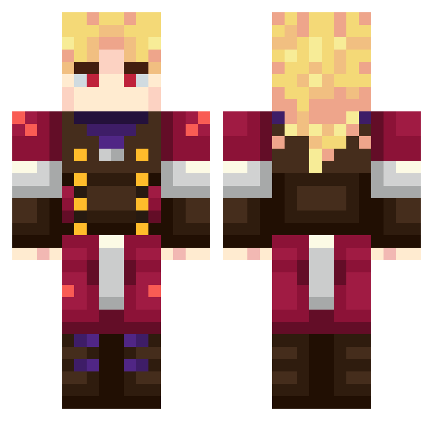 Oriinath Minecraft skin, front and back view