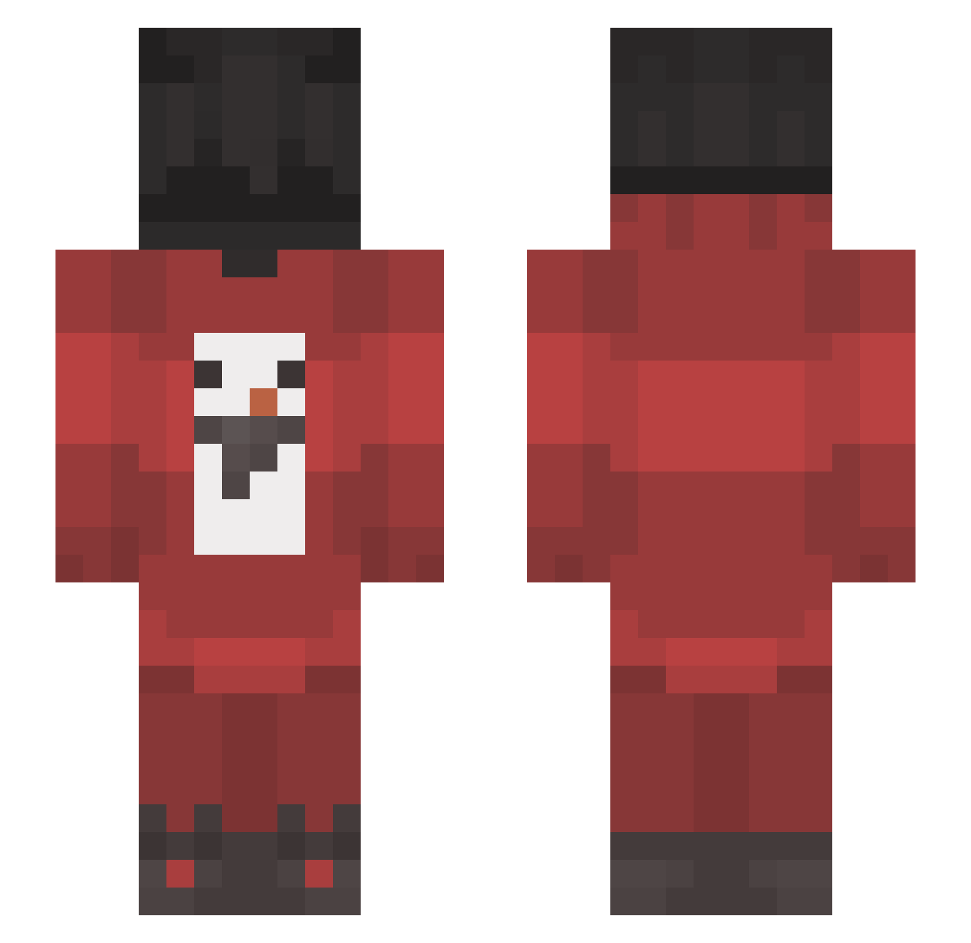 xNqme Minecraft skin, front and back view