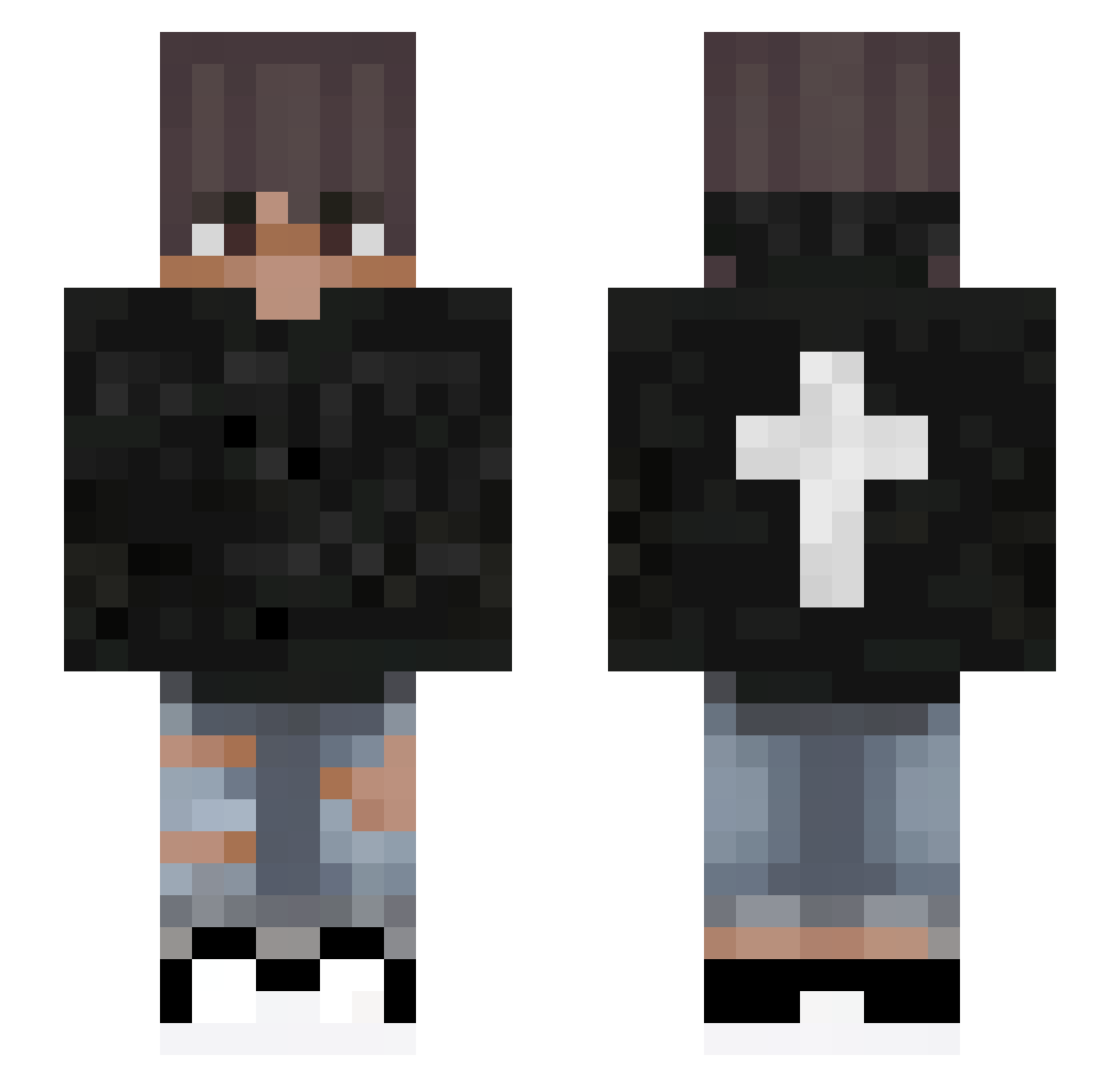 WoZza321 Minecraft skin, front and back view