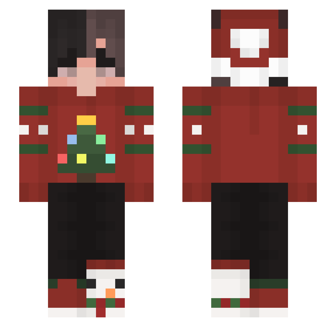 TiporkaX Minecraft skin, front and back view