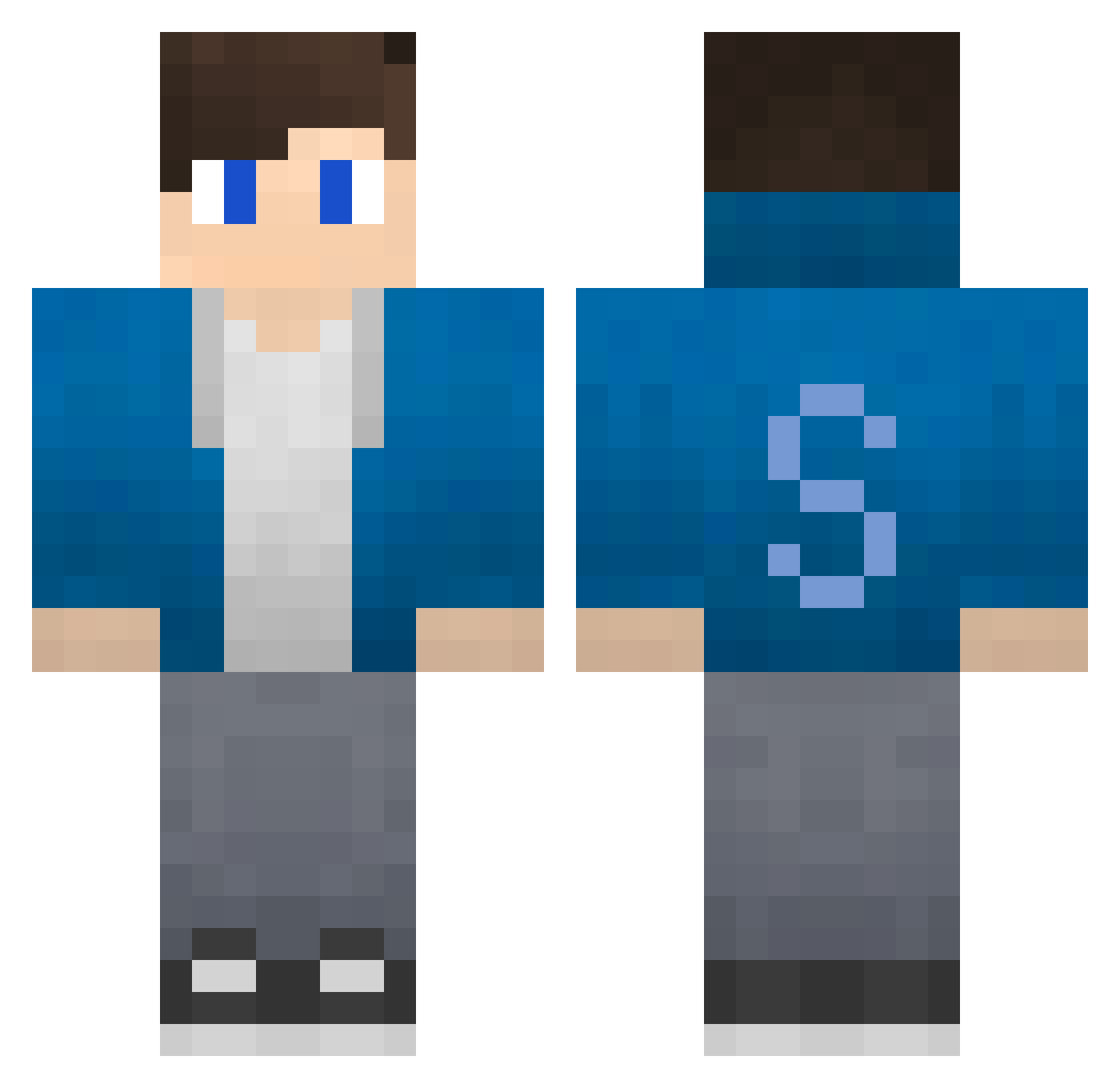 snyasS Minecraft skin, front and back view