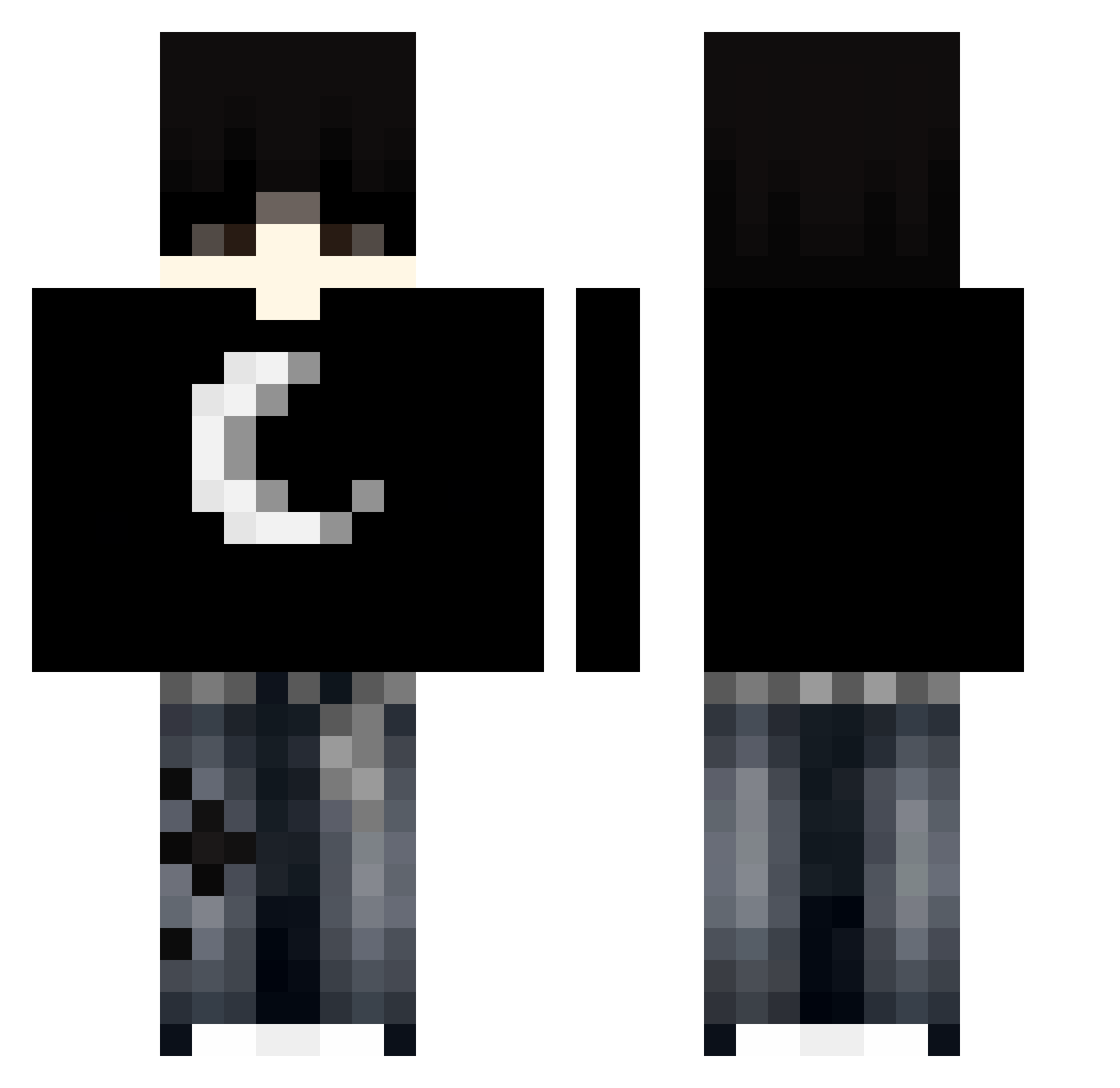 gothgirl67 Minecraft skin, front and back view