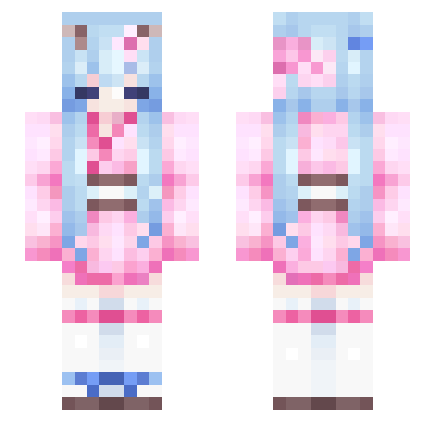 p_dw Minecraft skin, front and back view