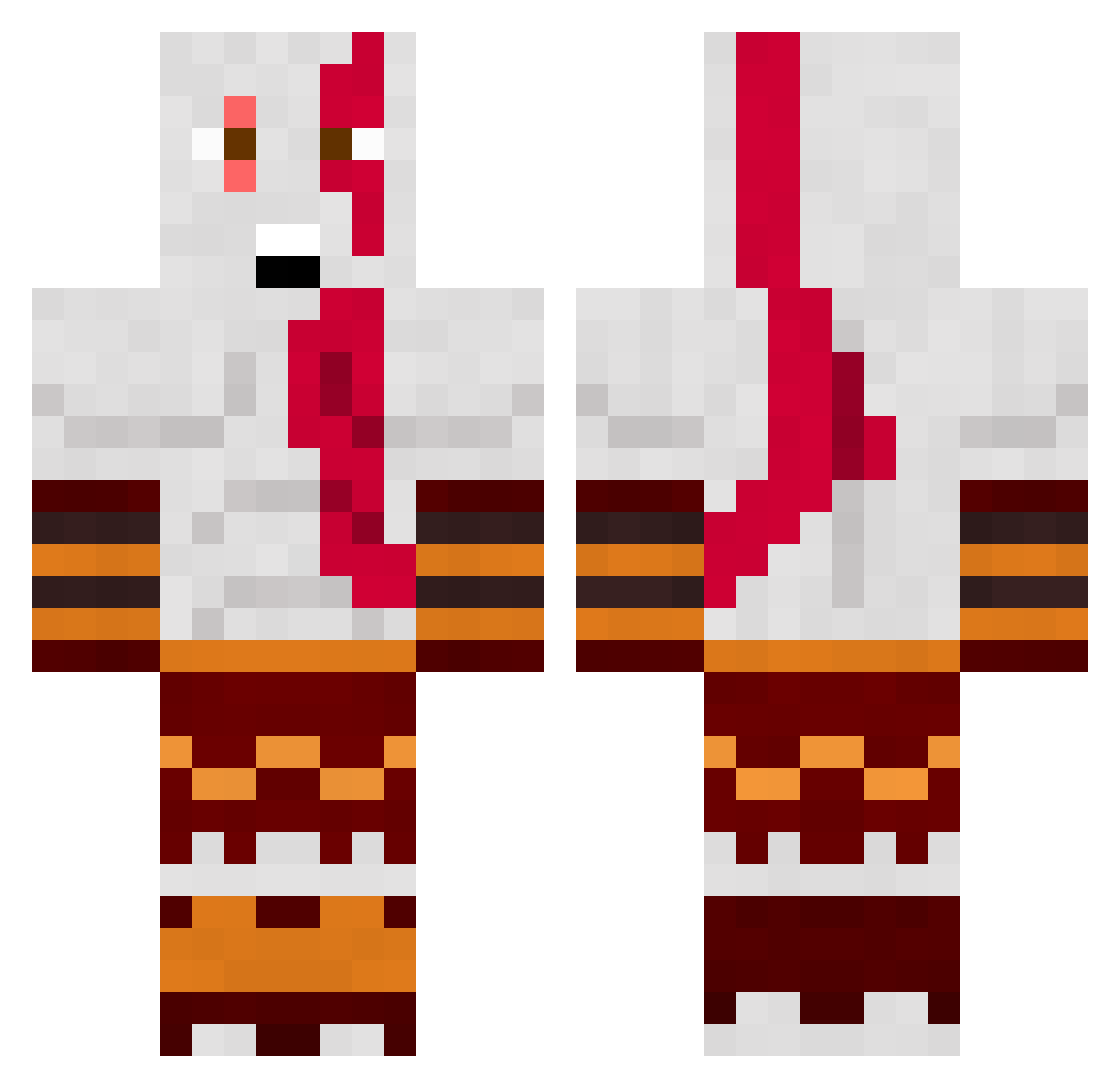 Sickone Minecraft skin, front and back view