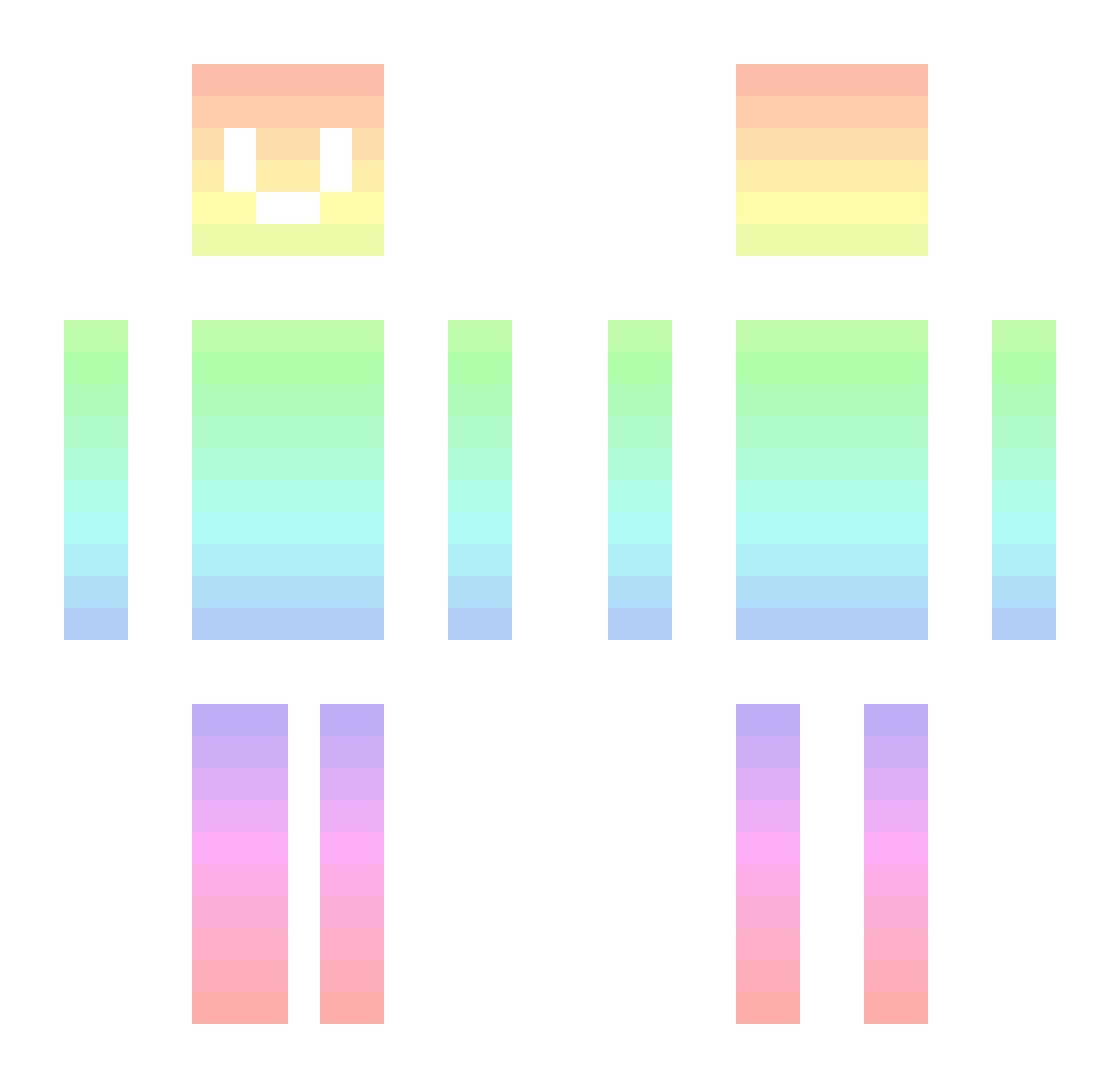 XRNB6 Minecraft skin, front and back view