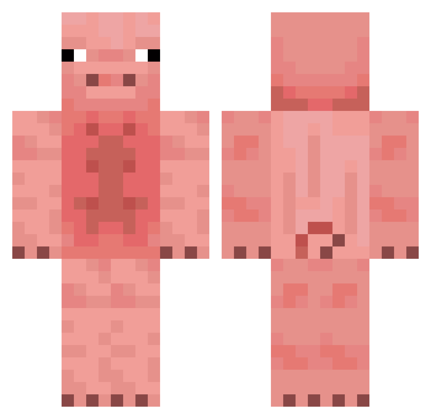 SkibidiDestroyer Minecraft skin, front and back view
