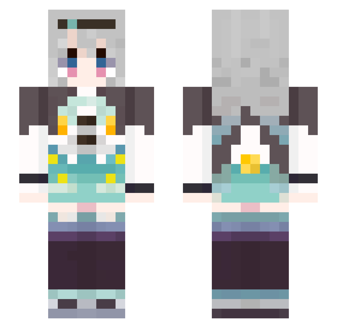 zhy666666 Minecraft skin, front and back view
