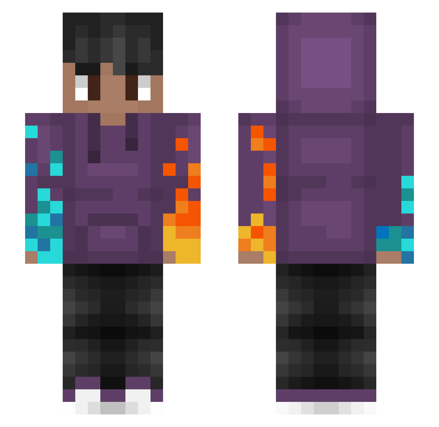 Pure_Purple_ Minecraft skin, front and back view