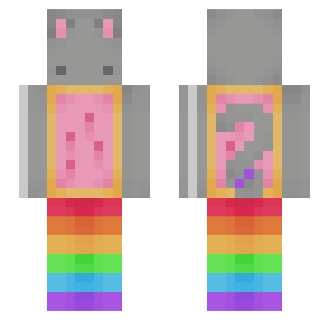 alexarue Minecraft skin, front and back view