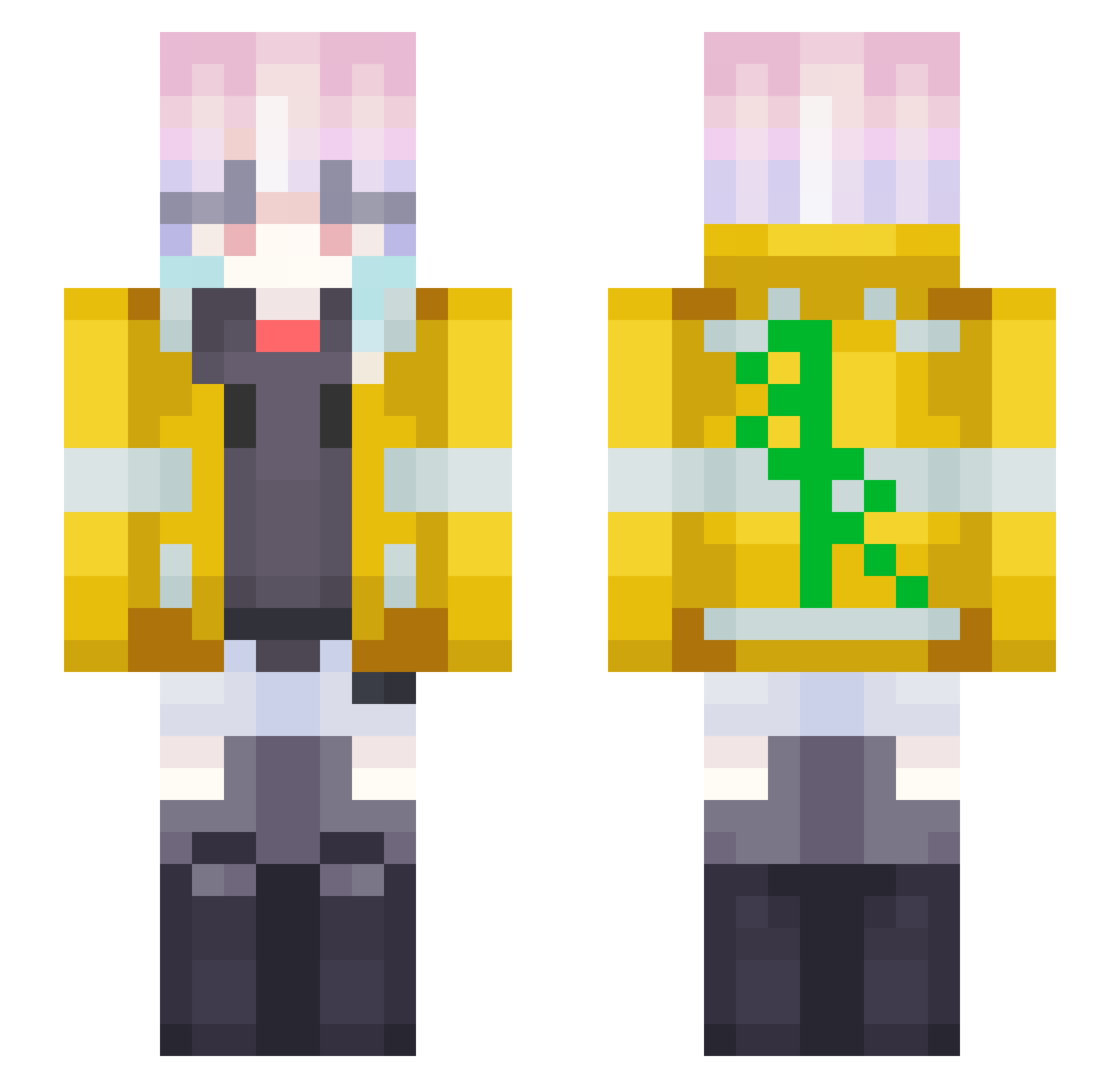 SlickDiego Minecraft skin, front and back view
