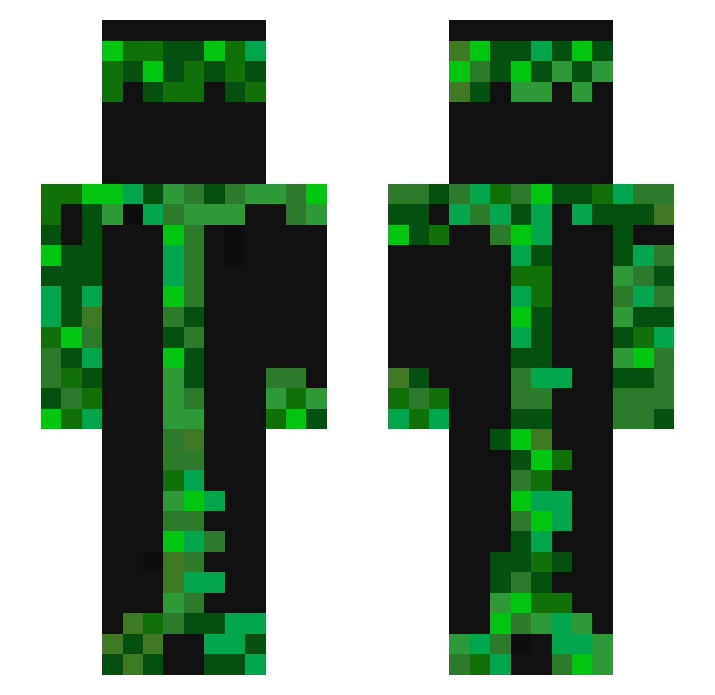 Mansteri Minecraft skin, front and back view