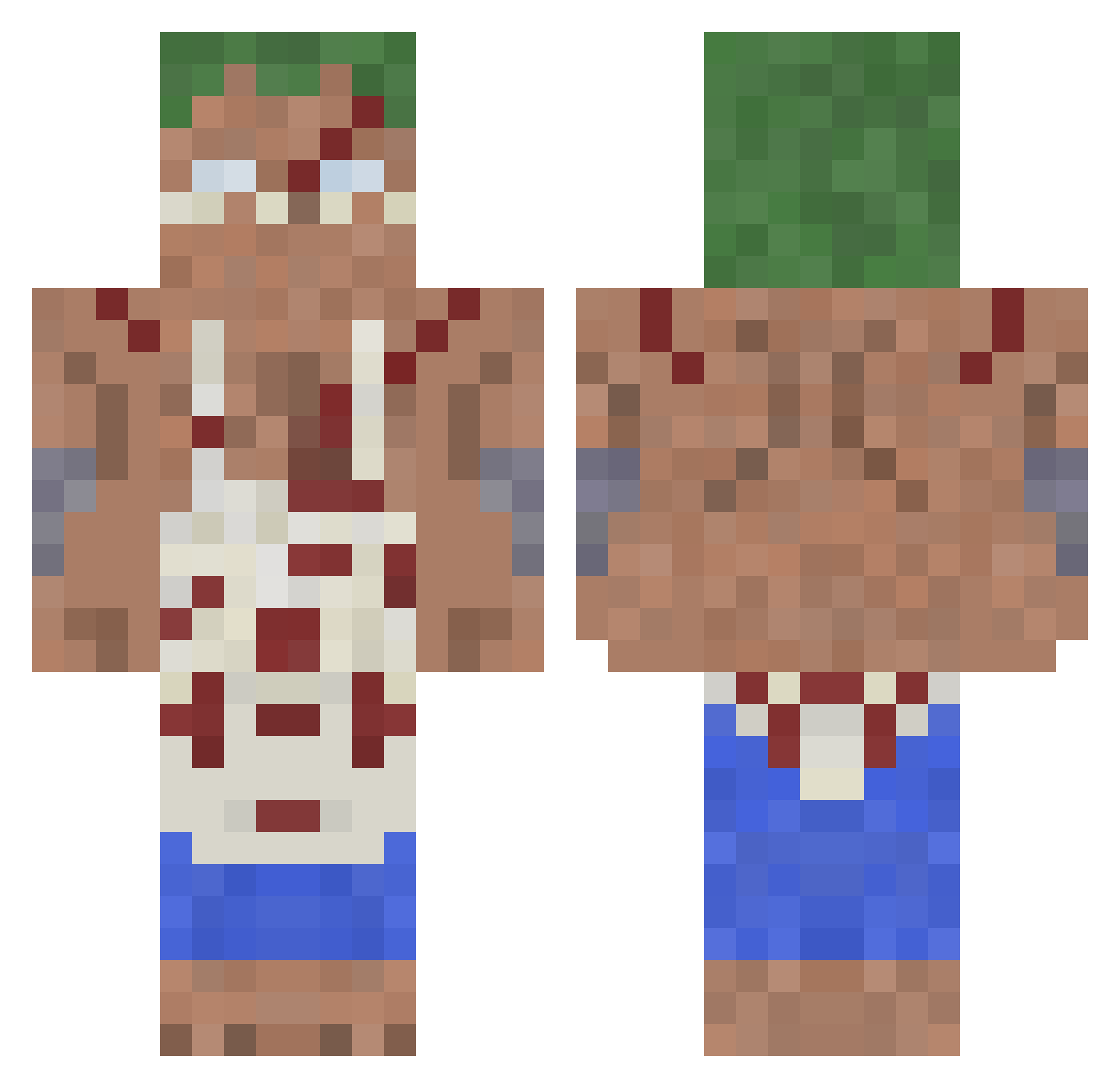 SemaNivea Minecraft skin, front and back view