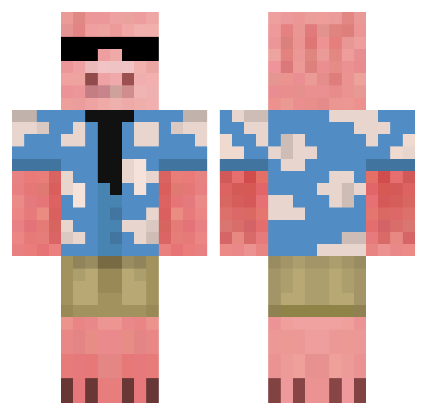 Profiteers Minecraft skin, front and back view